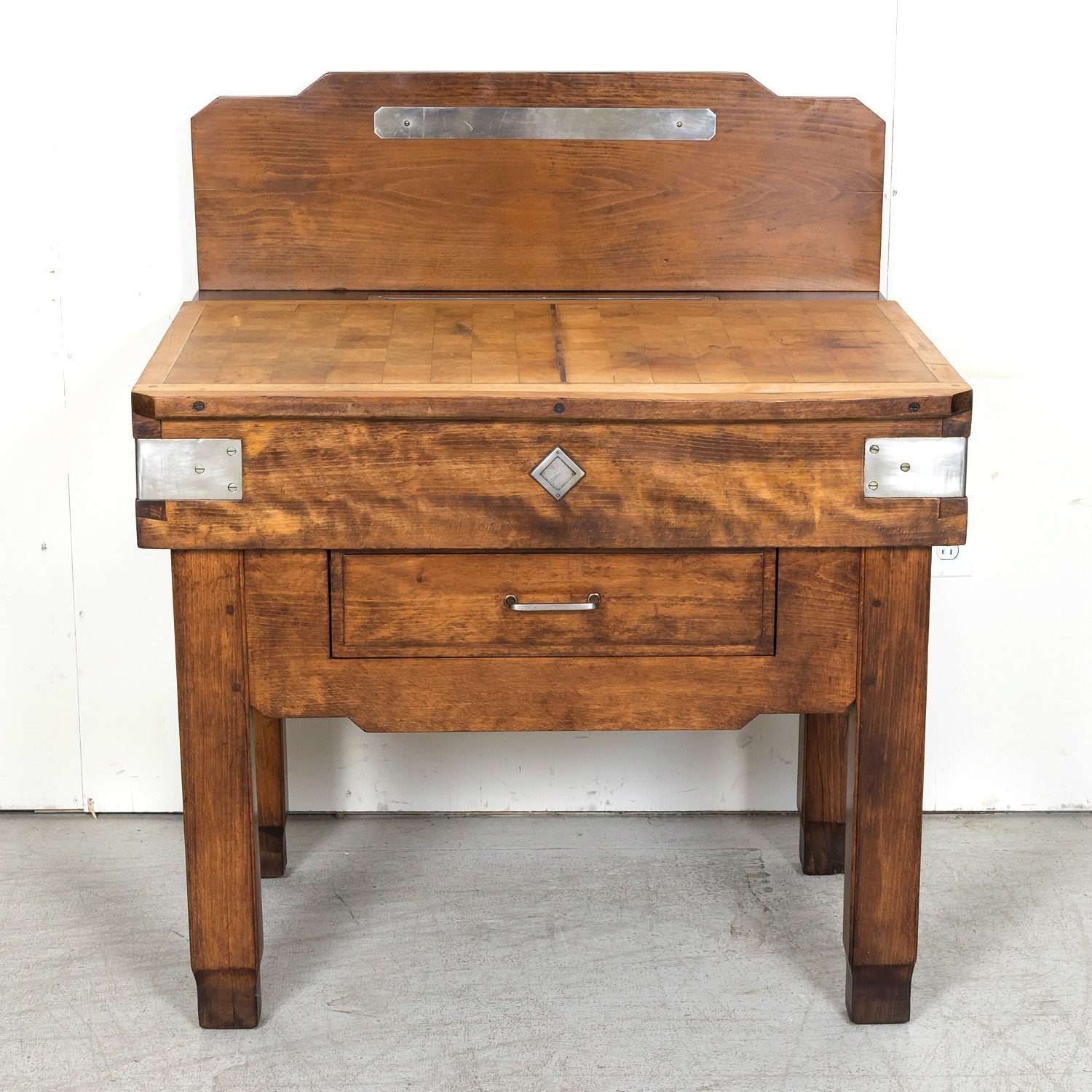 1920s French Art Deco Period Billot de Boucher or Butcher Table