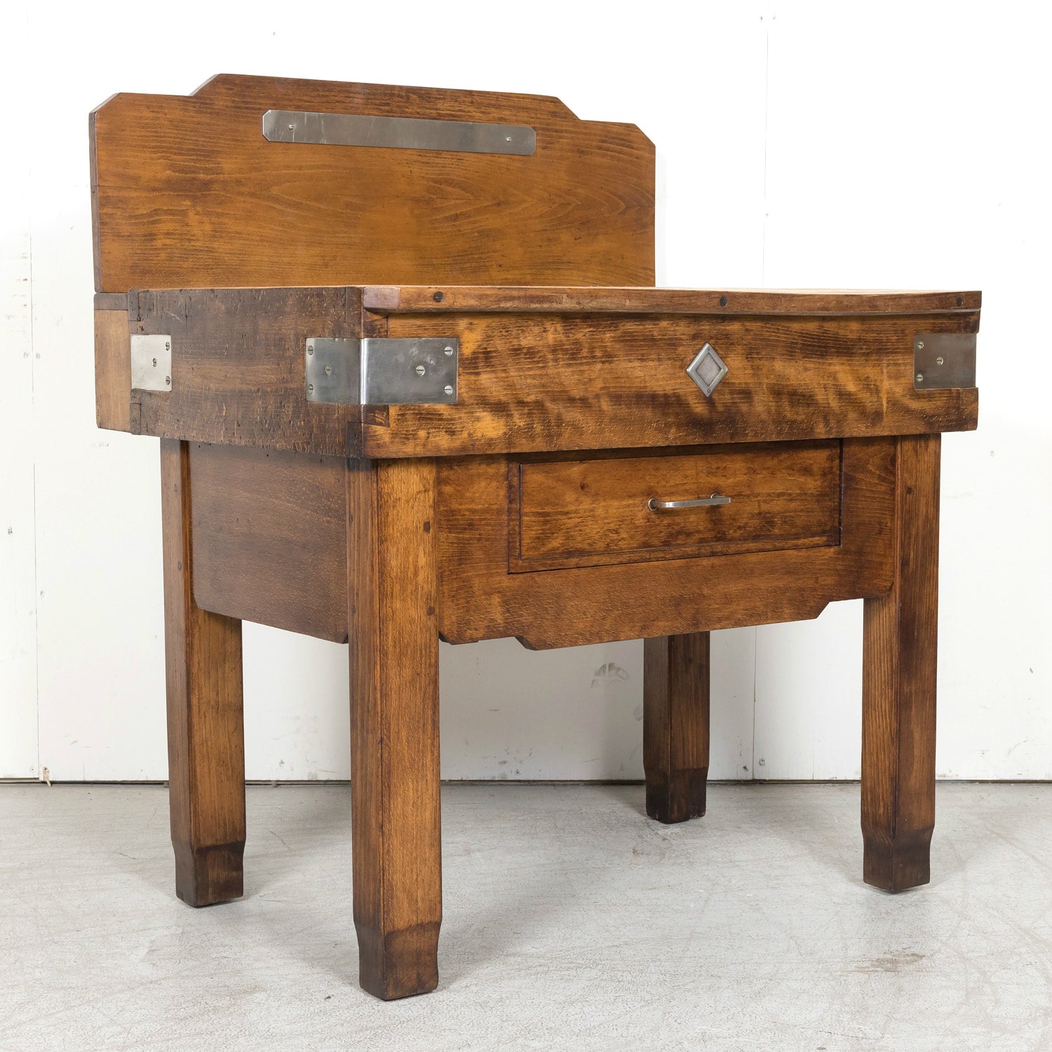 1920s French Art Deco Period Billot de Boucher or Butcher Table