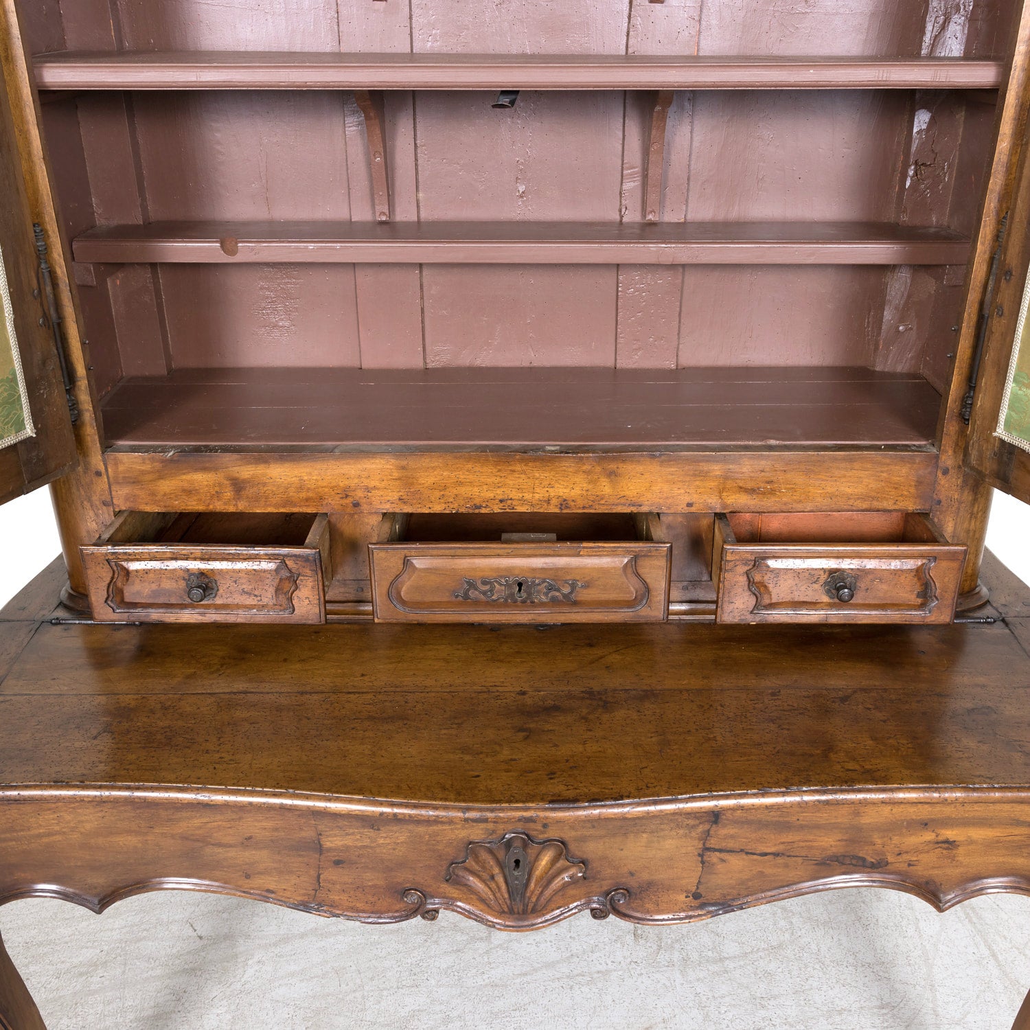 Rare 18th Century French Louis XV Period Walnut Lyonnaise Chateau Bonheur du Jour or Secretary