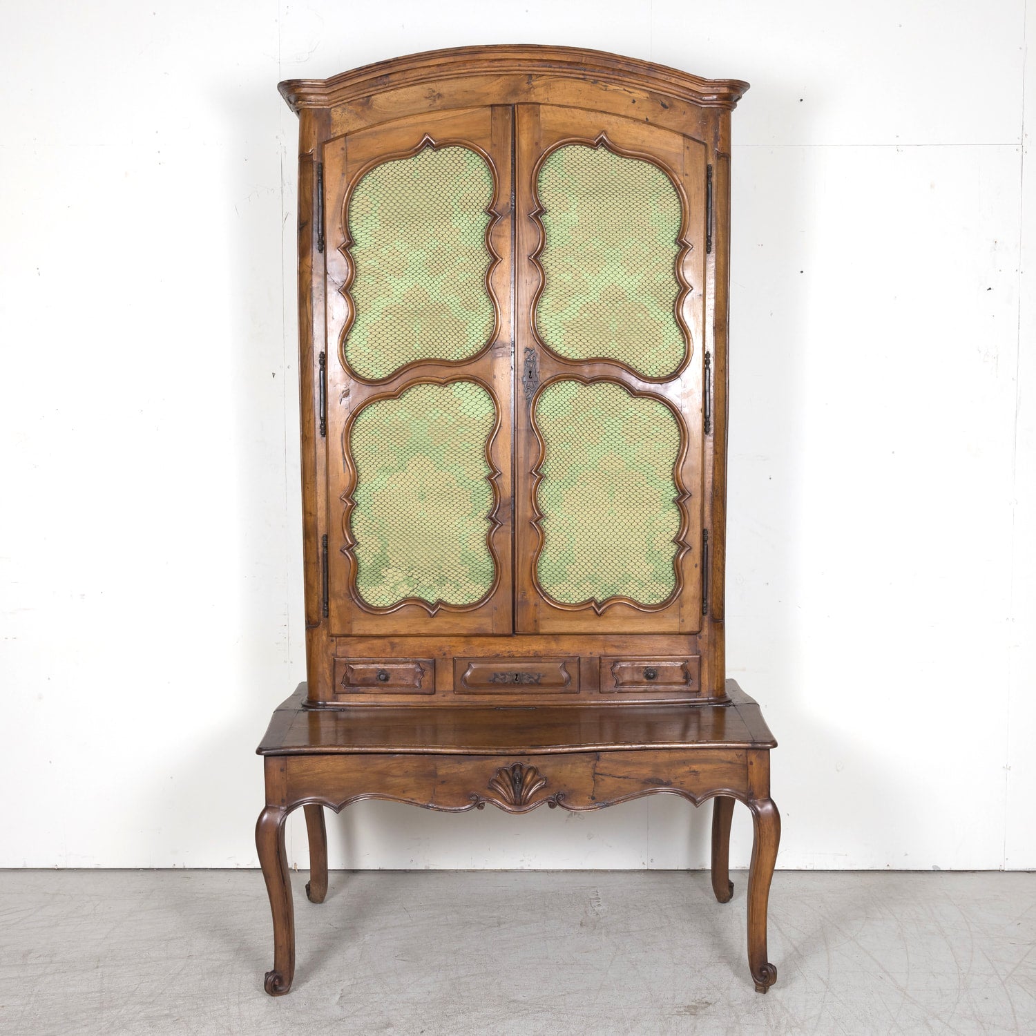 Rare 18th Century French Louis XV Period Walnut Lyonnaise Chateau Bonheur du Jour or Secretary