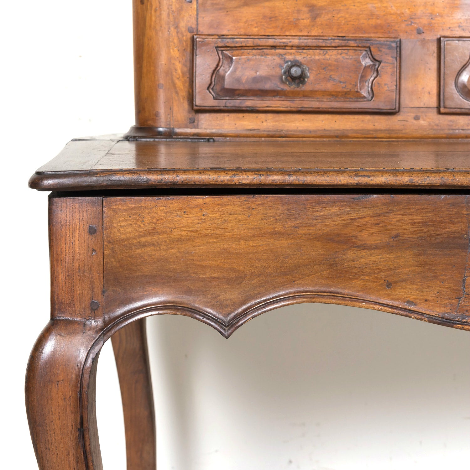 Rare 18th Century French Louis XV Period Walnut Lyonnaise Chateau Bonheur du Jour or Secretary