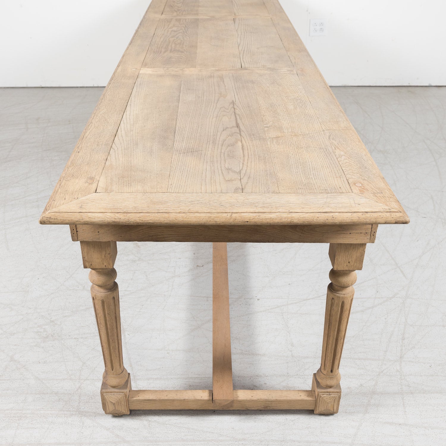 19th Century French Louis Philippe Period Bleached Oak Monastery Trestle Dining Table