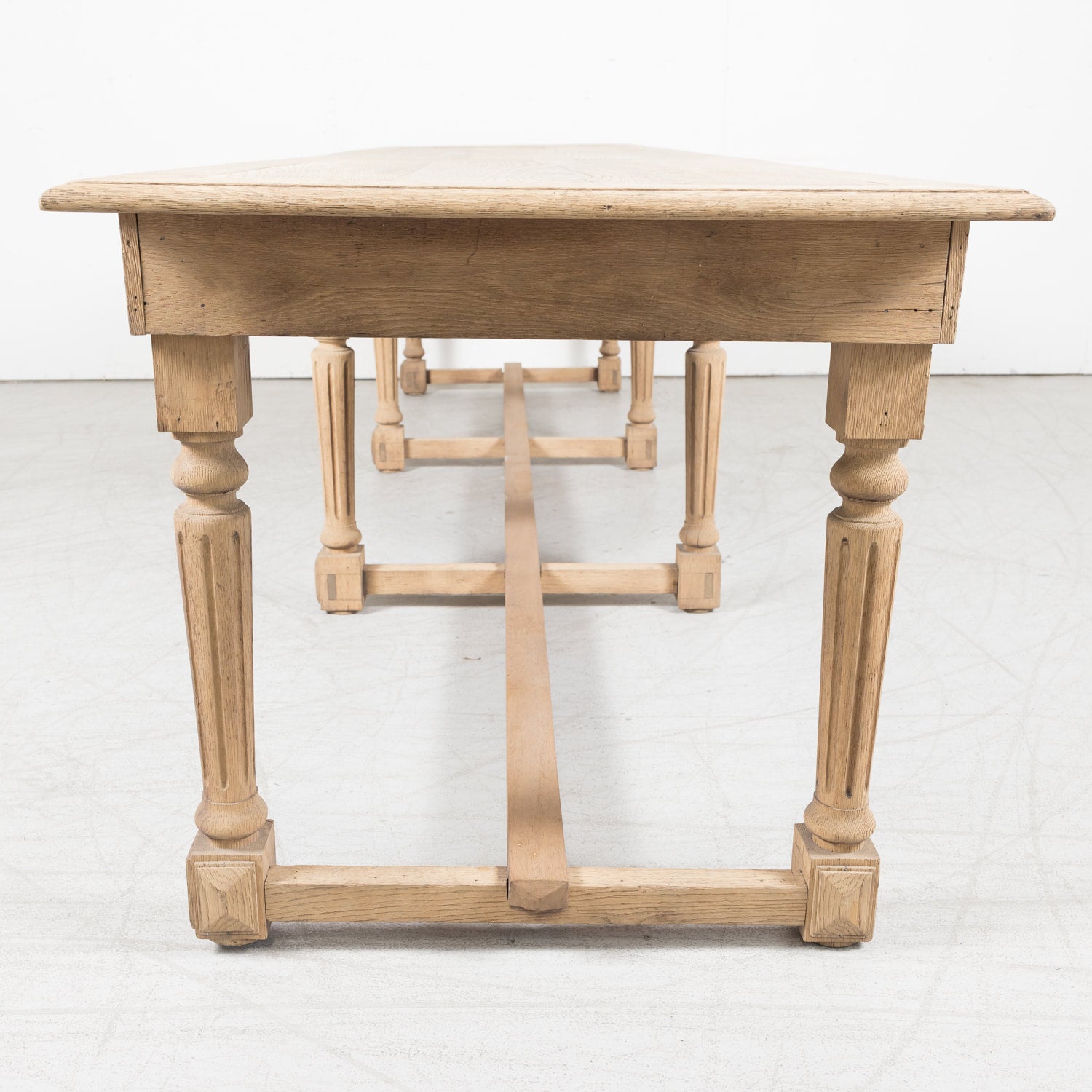 19th Century French Louis Philippe Period Bleached Oak Monastery Trestle Dining Table