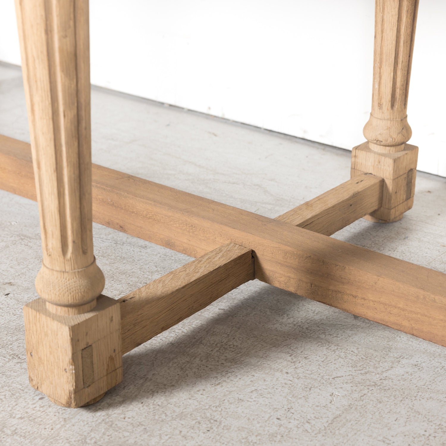 19th Century French Louis Philippe Period Bleached Oak Monastery Trestle Dining Table