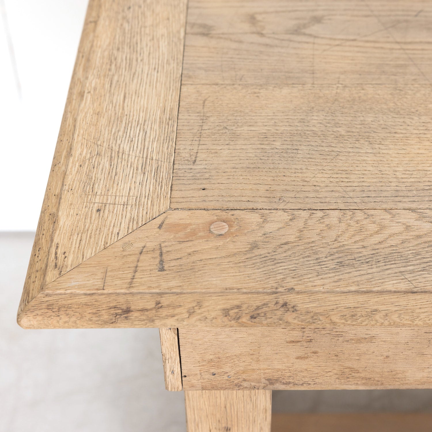 19th Century French Louis Philippe Period Bleached Oak Monastery Trestle Dining Table