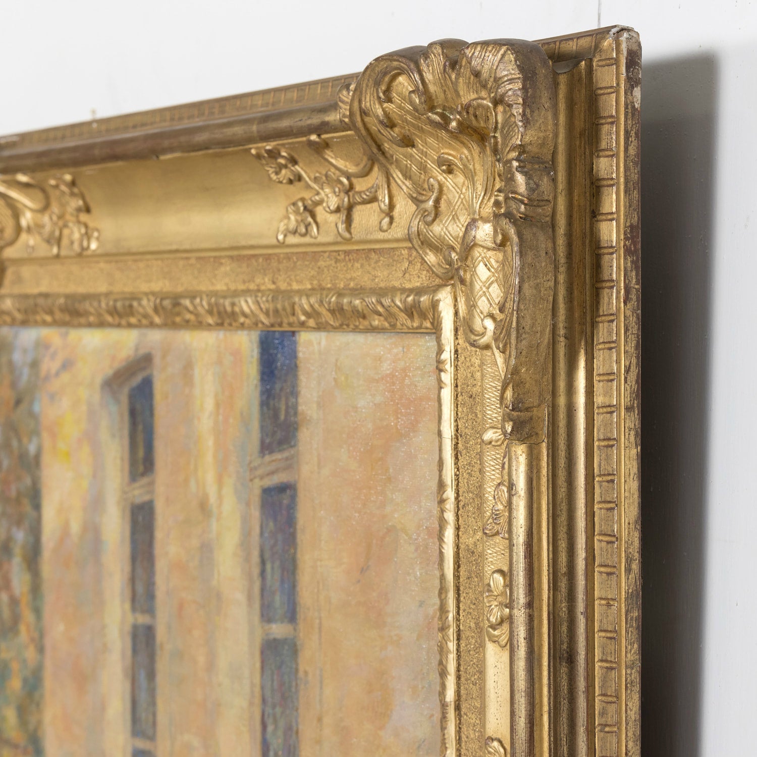 Large Framed Impressionist Oil Garden Landscape by French Artist Henri Duhem, Signed