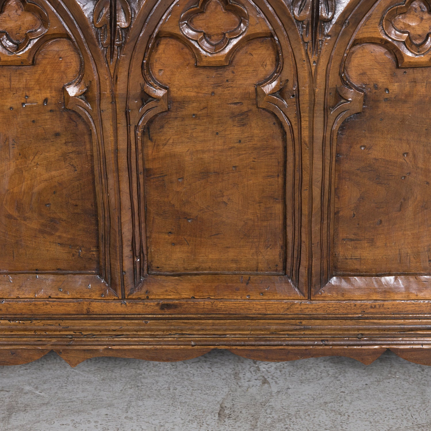 18th Century French Carved Gothic Style Walnut Coffer or Trunk