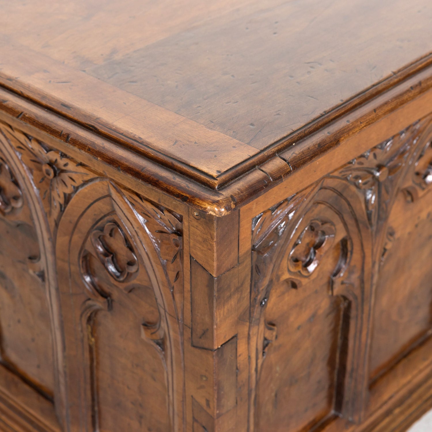18th Century French Carved Gothic Style Walnut Coffer or Trunk