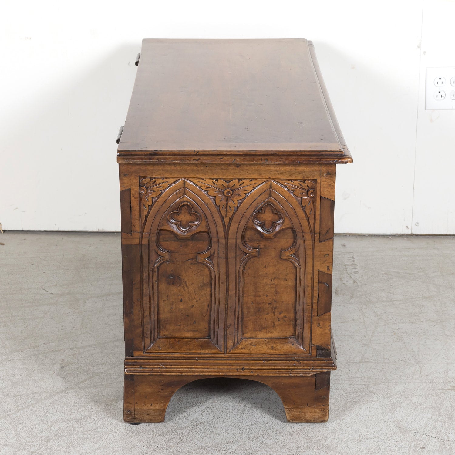 18th Century French Carved Gothic Style Walnut Coffer or Trunk