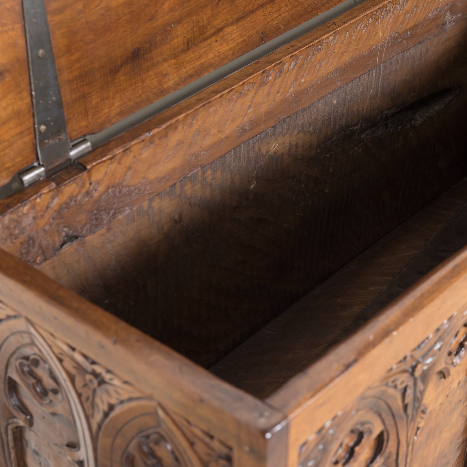 18th Century French Carved Gothic Style Walnut Coffer or Trunk