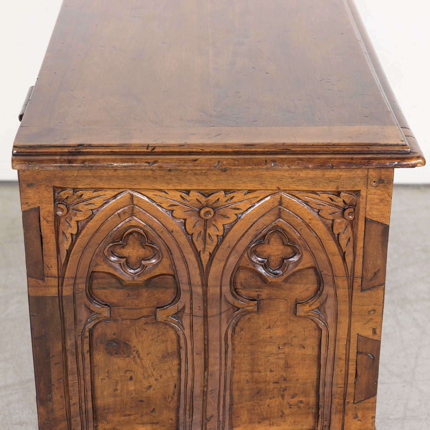 18th Century French Carved Gothic Style Walnut Coffer or Trunk