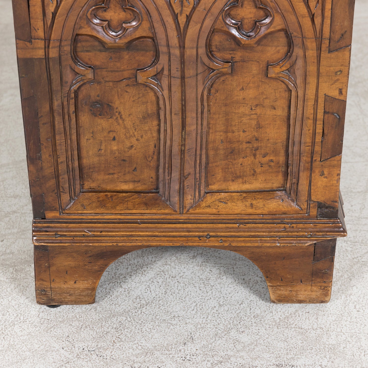 18th Century French Carved Gothic Style Walnut Coffer or Trunk