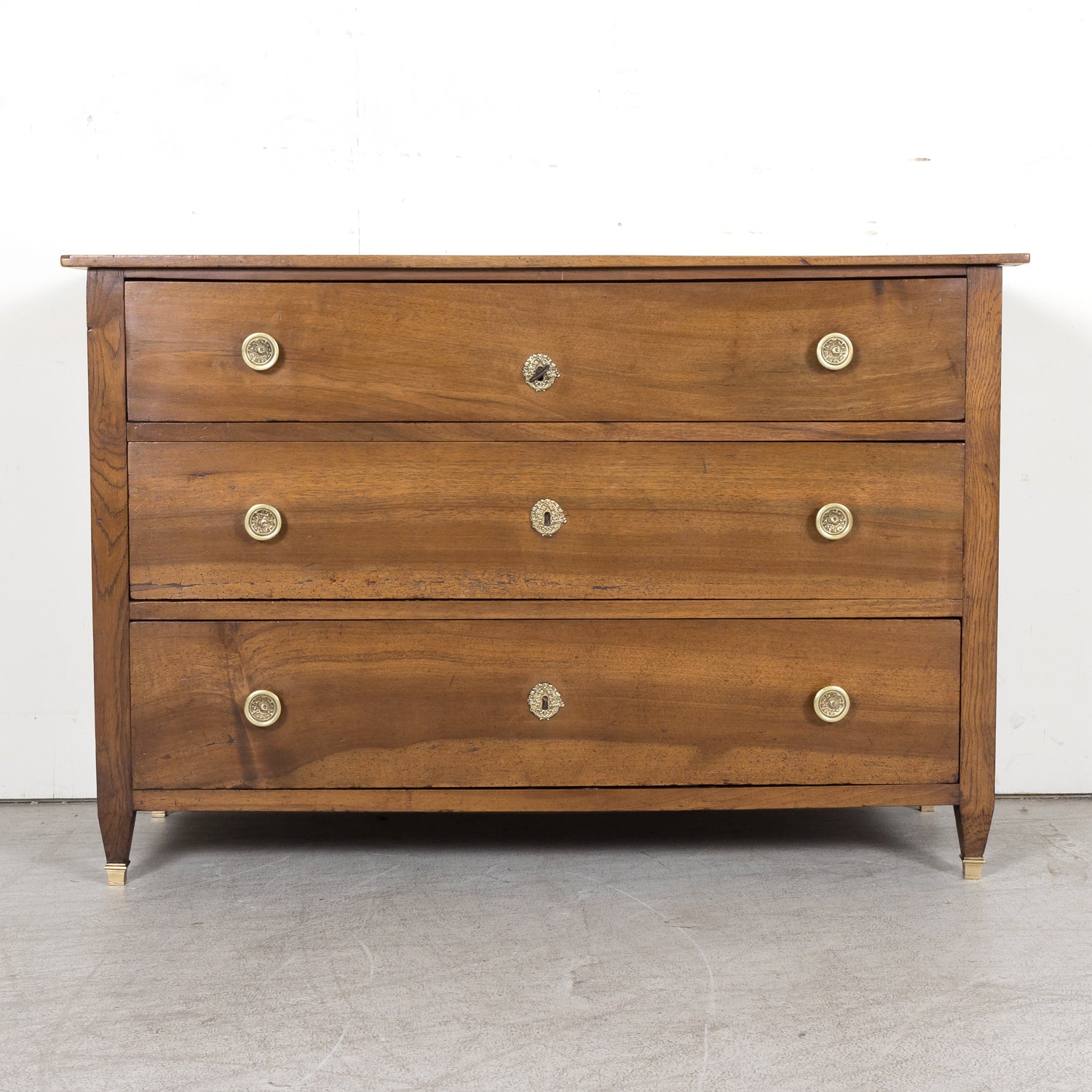 Early 19th Century French Louis XVI Style Walnut Three-Drawer Chest of Drawers or Commode