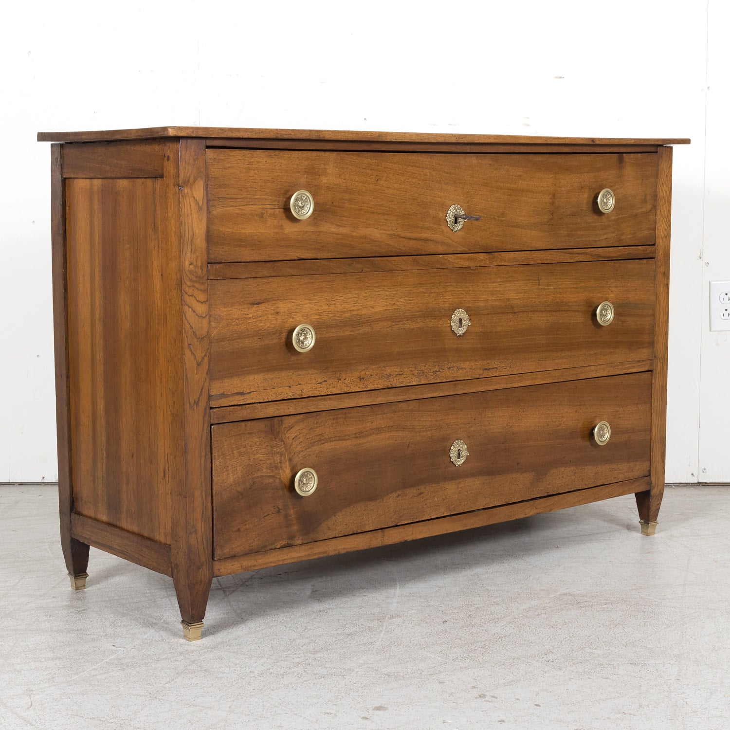 Early 19th Century French Louis XVI Style Walnut Three-Drawer Chest of Drawers or Commode