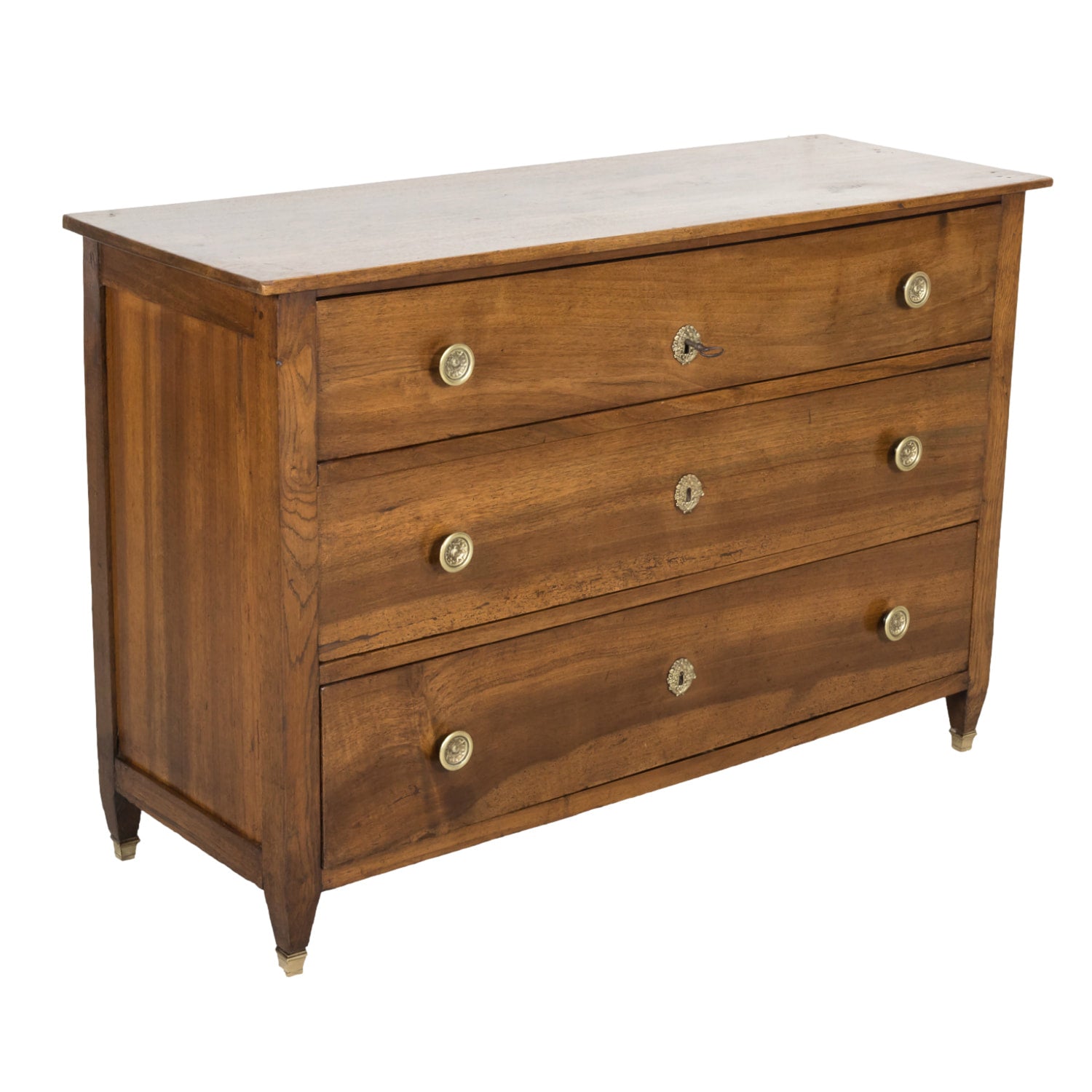 Early 19th Century French Louis XVI Style Walnut Three-Drawer Chest of Drawers or Commode