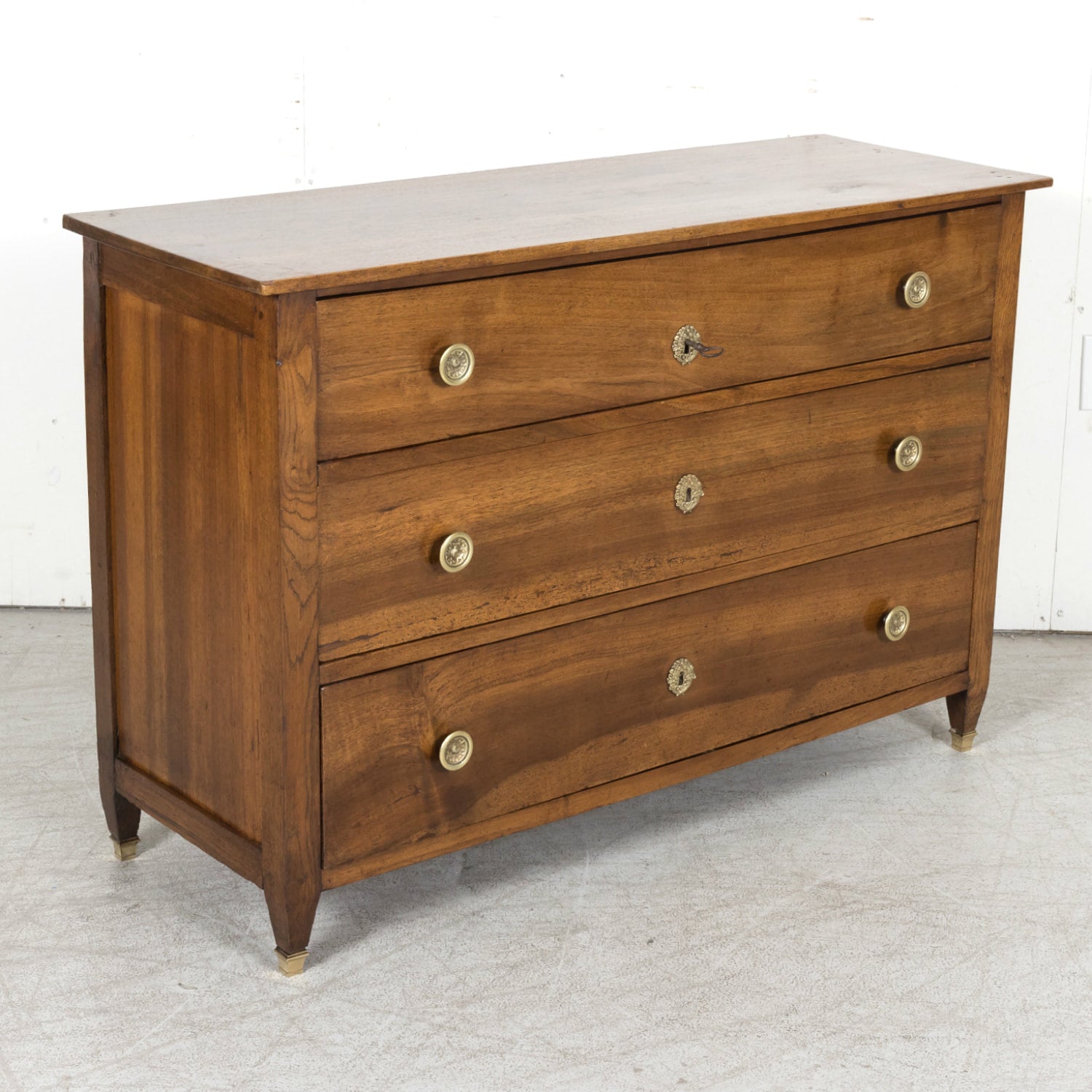 Early 19th Century French Louis XVI Style Walnut Three-Drawer Chest of Drawers or Commode