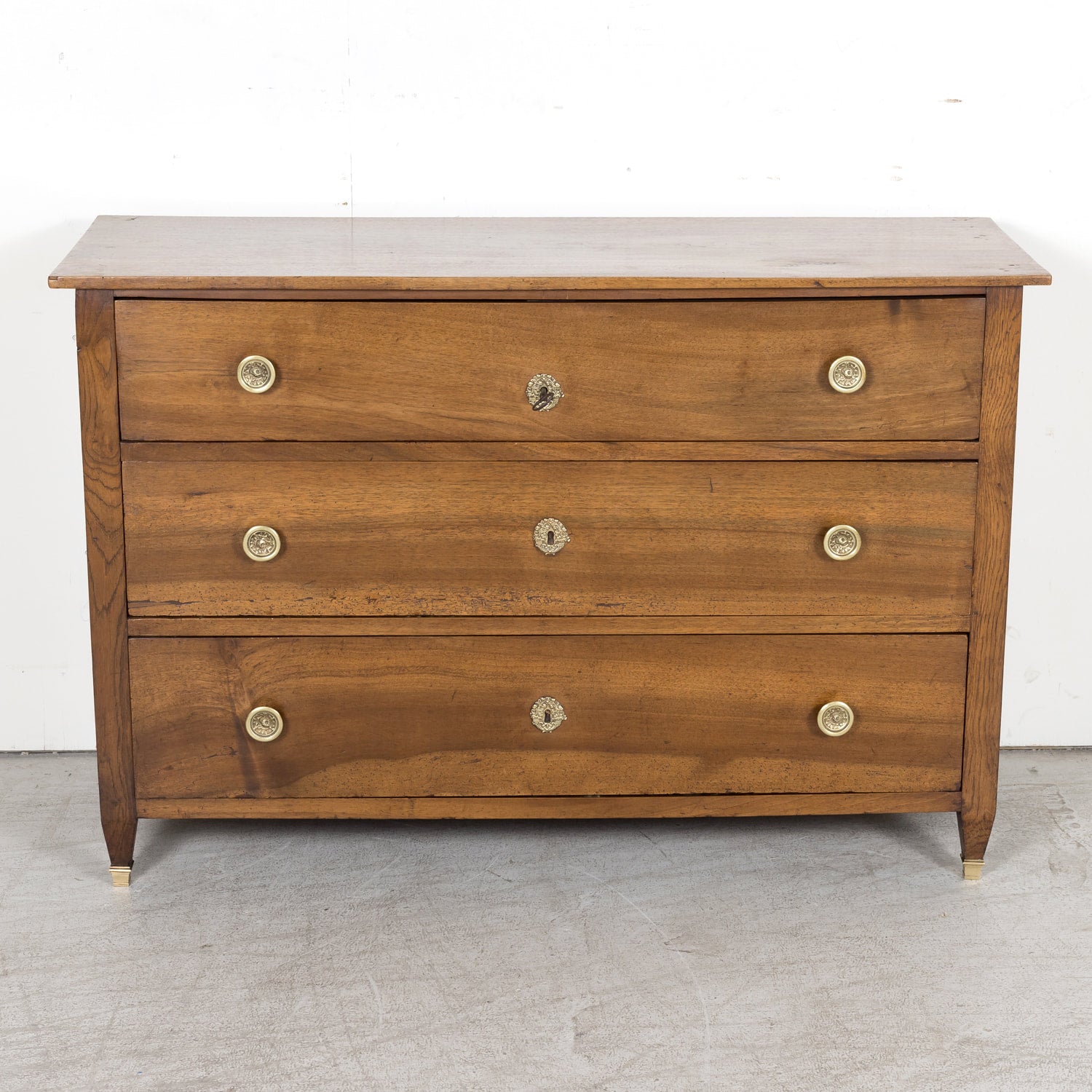 Early 19th Century French Louis XVI Style Walnut Three-Drawer Chest of Drawers or Commode