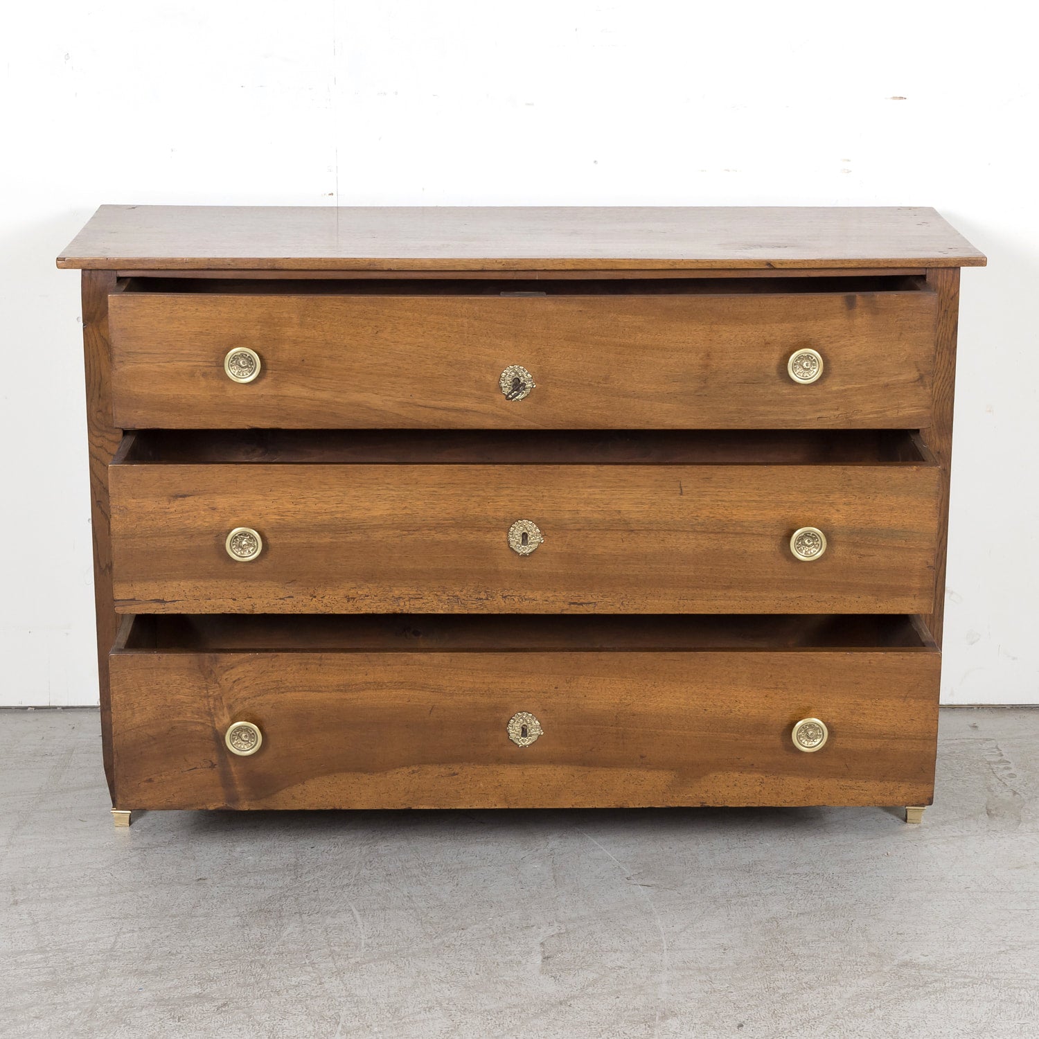 Early 19th Century French Louis XVI Style Walnut Three-Drawer Chest of Drawers or Commode
