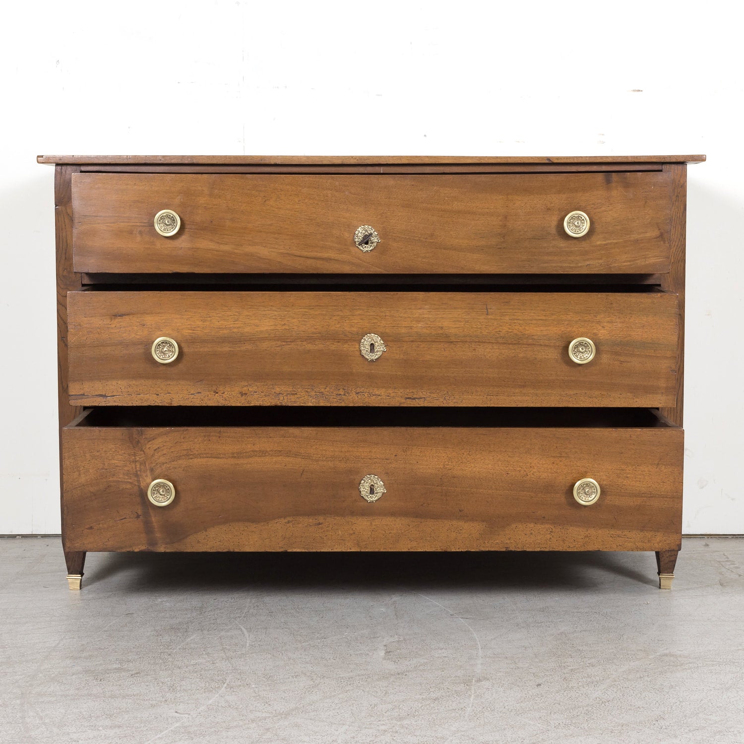 Early 19th Century French Louis XVI Style Walnut Three-Drawer Chest of Drawers or Commode