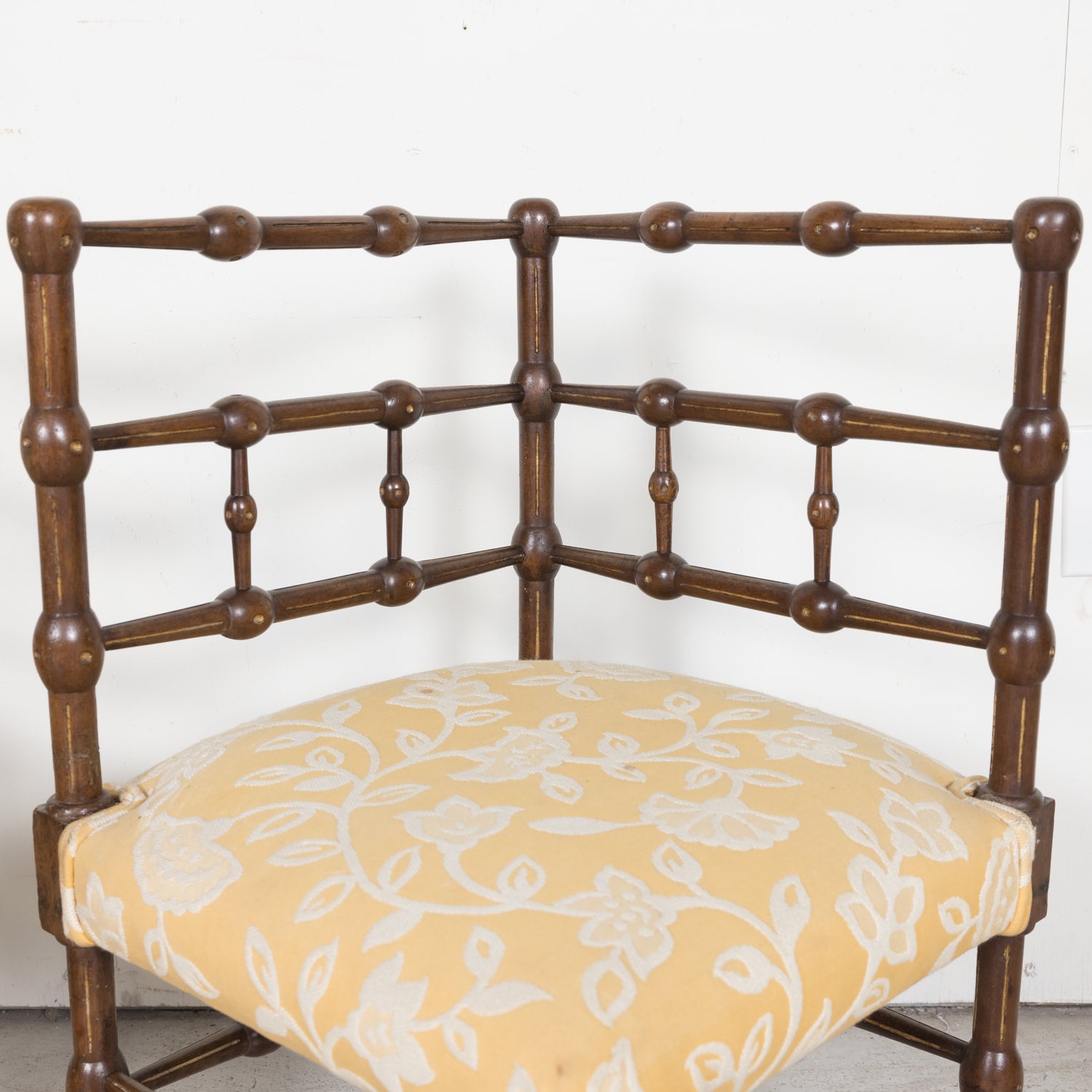 Pair of faux bamboo corner chairs from Normandie