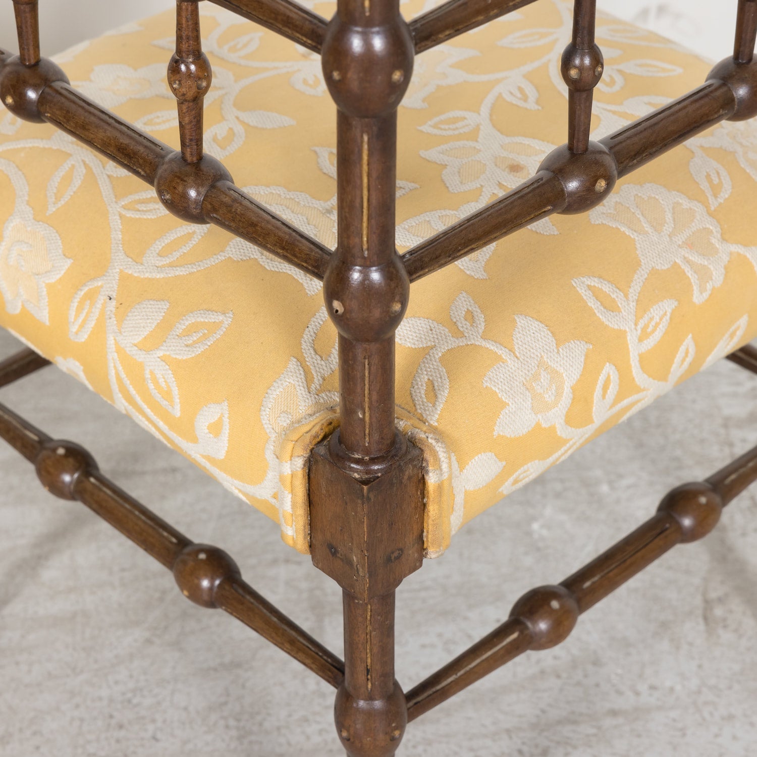 Pair of faux bamboo corner chairs from Normandie