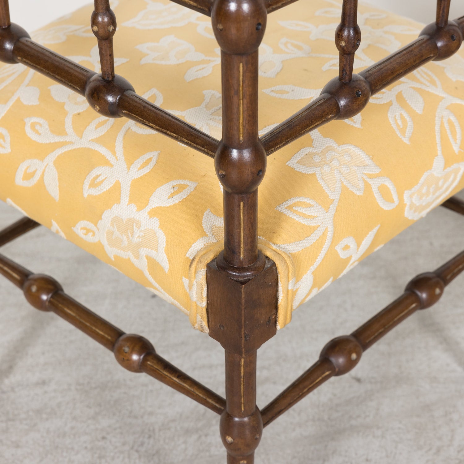 Pair of faux bamboo corner chairs from Normandie