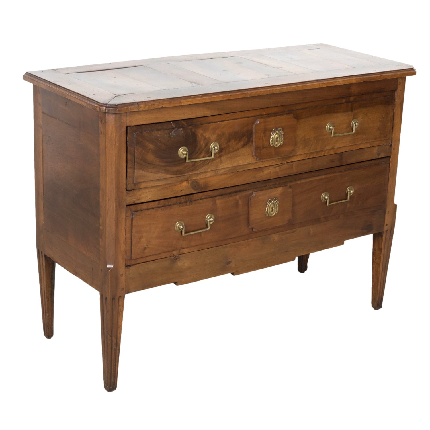 Early 19th Century French Louis XVI Style Two Drawer Walnut Commode Sauteuse