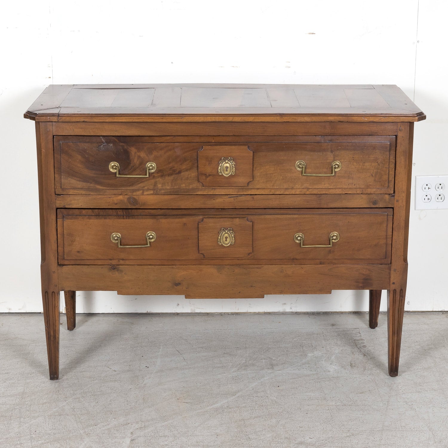 Early 19th Century French Louis XVI Style Two Drawer Walnut Commode Sauteuse