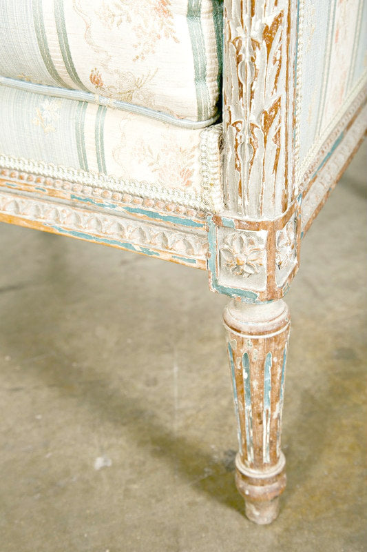 19th Century French Painted Louis XVI Style Bergère à Oreilles