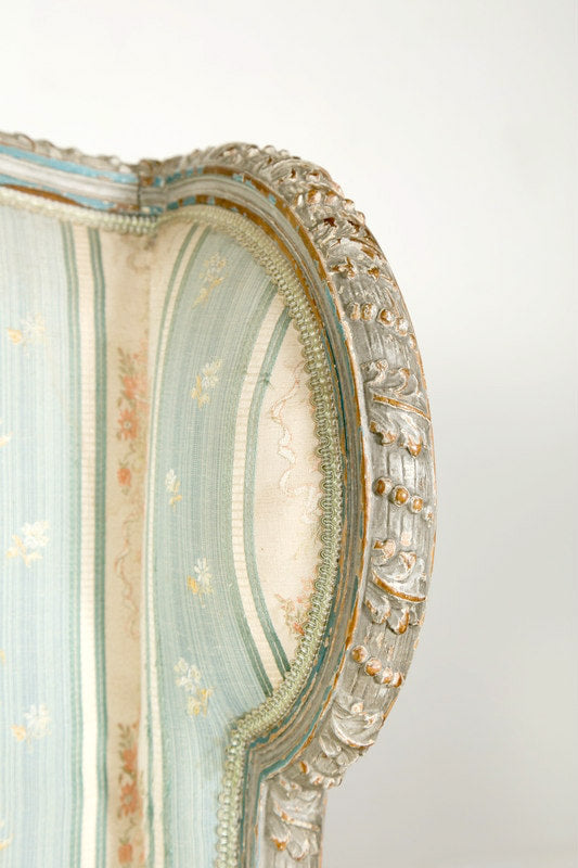 19th Century French Painted Louis XVI Style Bergère à Oreilles