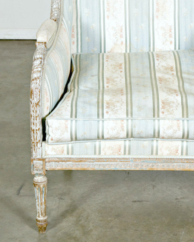 19th Century French Painted Louis XVI Style Bergère à Oreilles