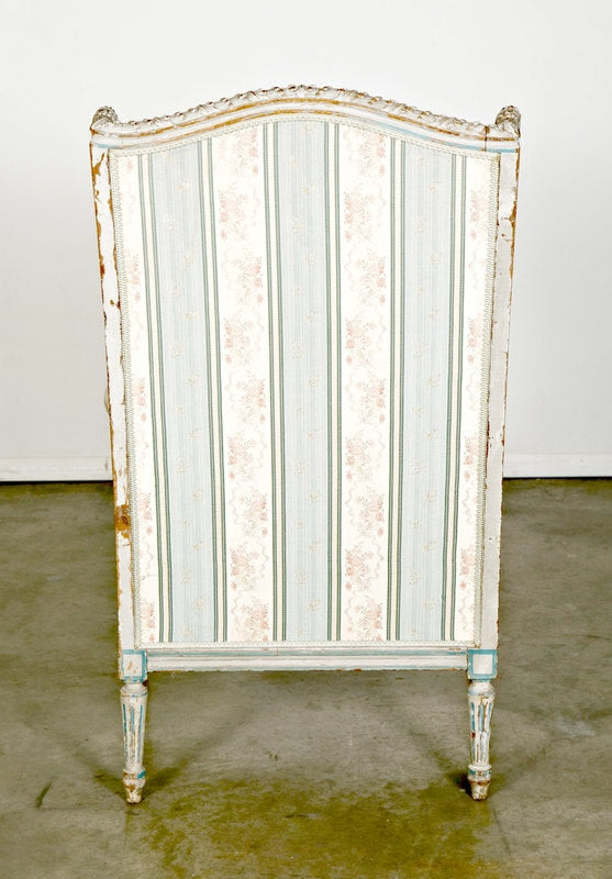 19th Century French Painted Louis XVI Style Bergère à Oreilles