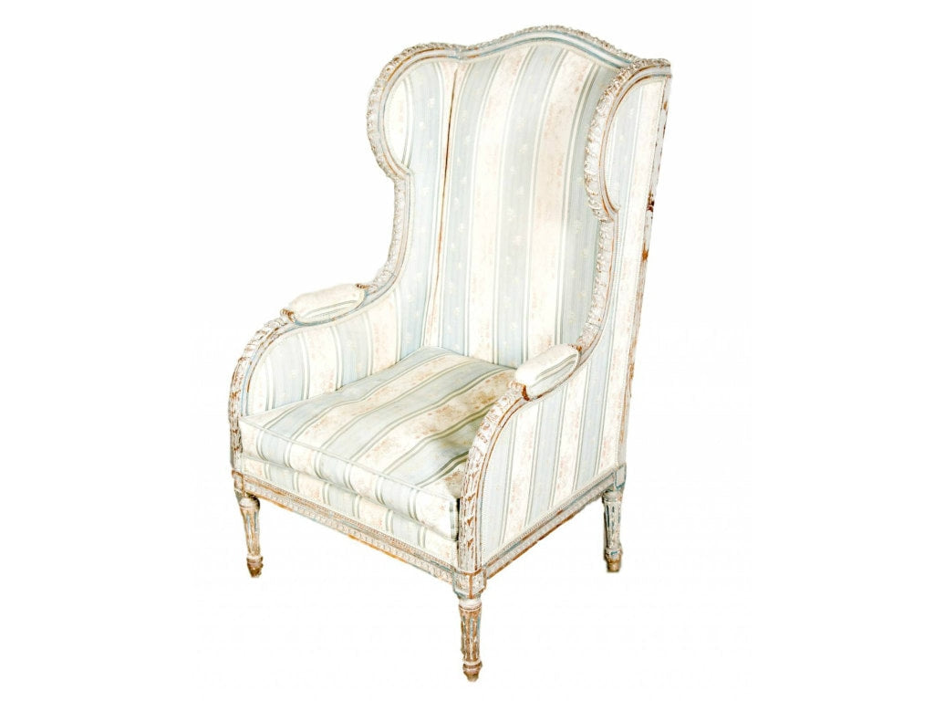 19th Century French Painted Louis XVI Style Bergère à Oreilles