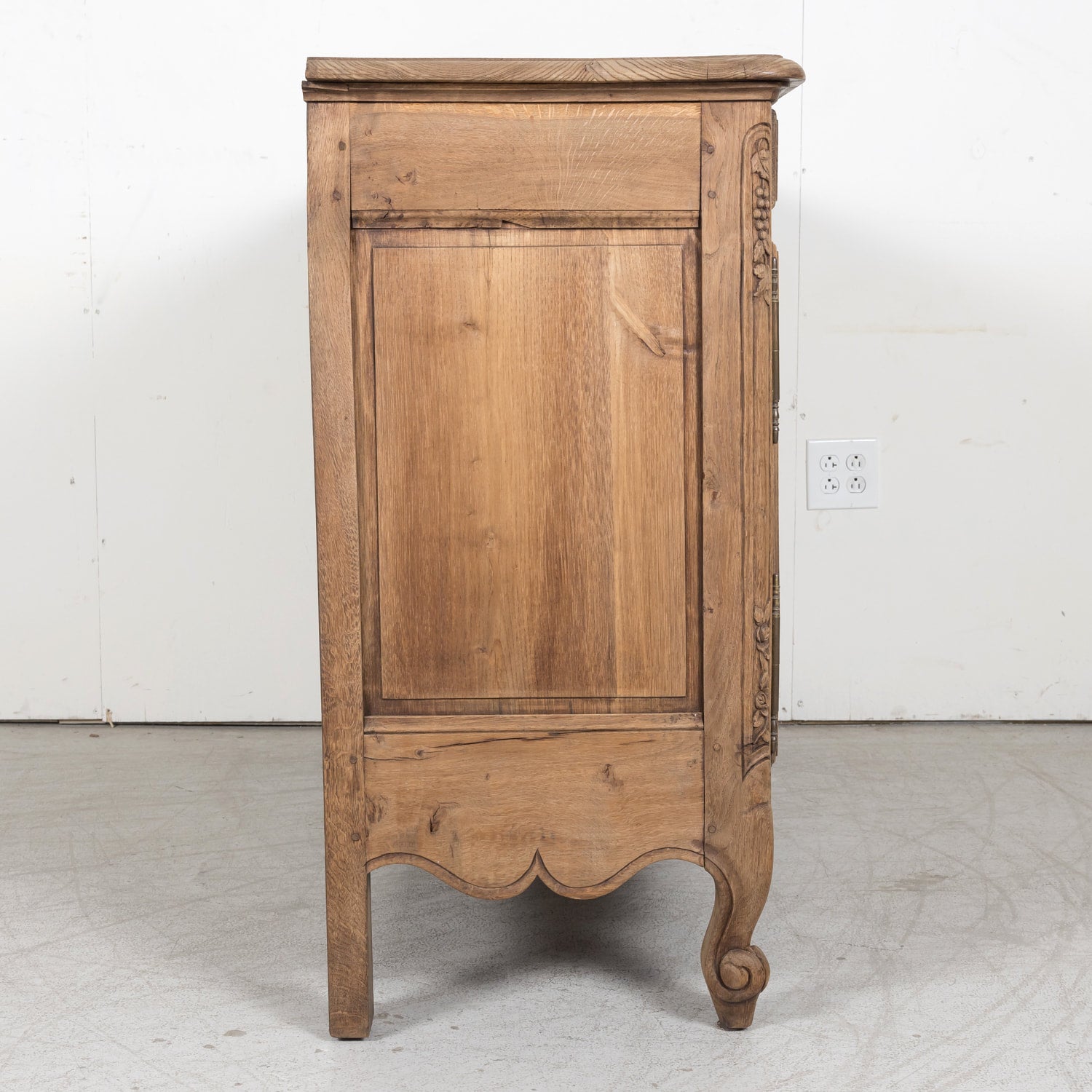 19th Century French Country Louis XV Style Bleached Chestnut Buffet from Normandy