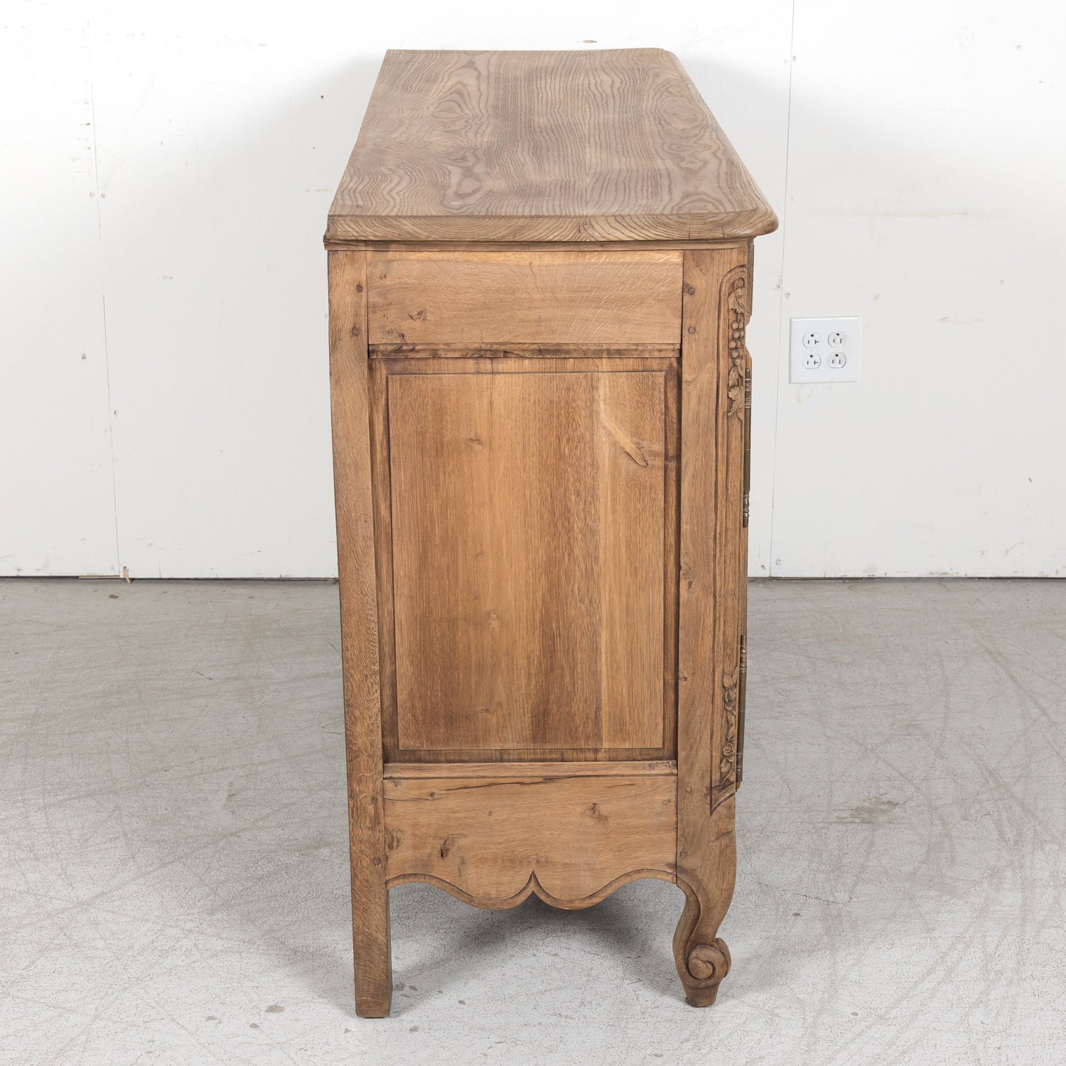 19th Century French Country Louis XV Style Bleached Chestnut Buffet from Normandy