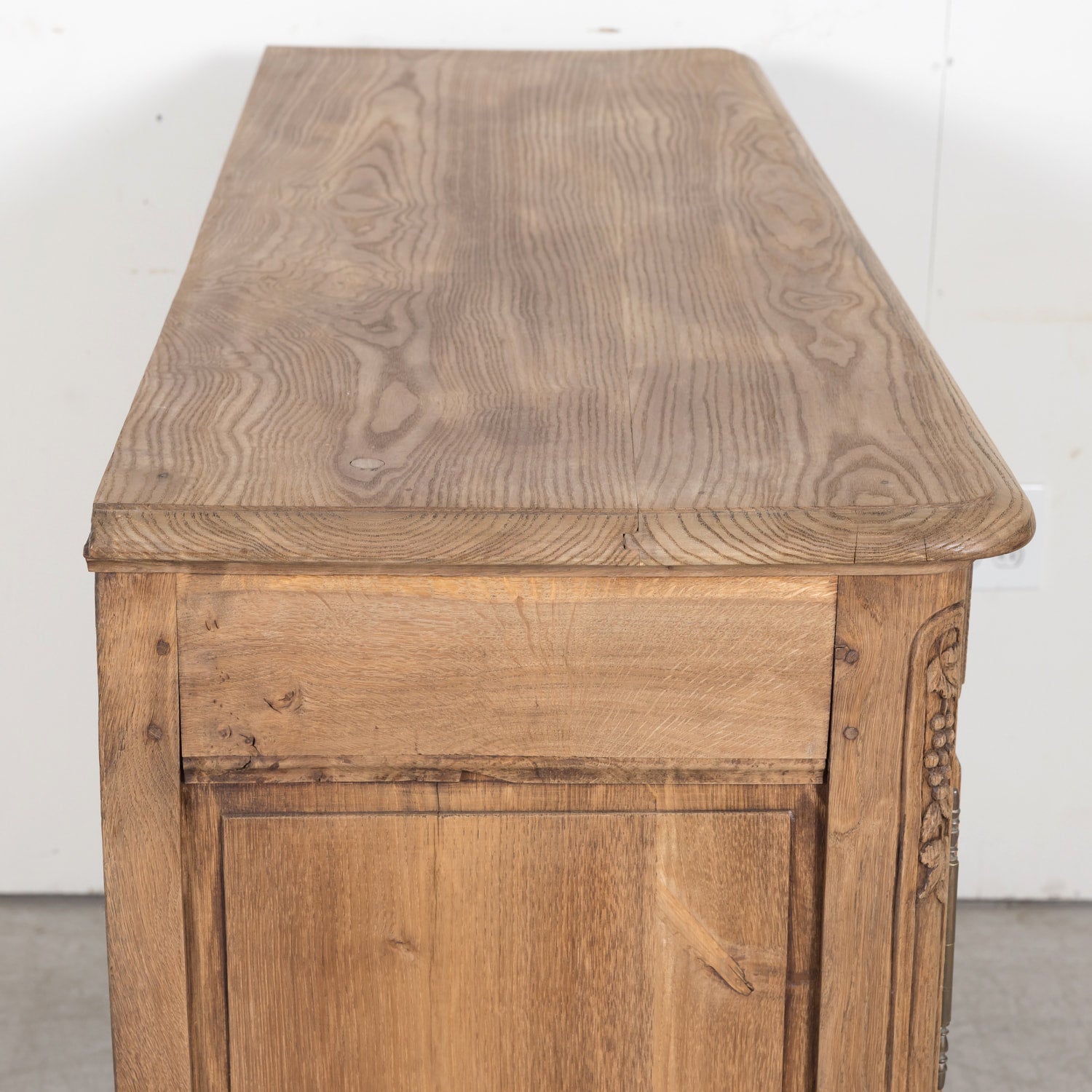 19th Century French Country Louis XV Style Bleached Chestnut Buffet from Normandy