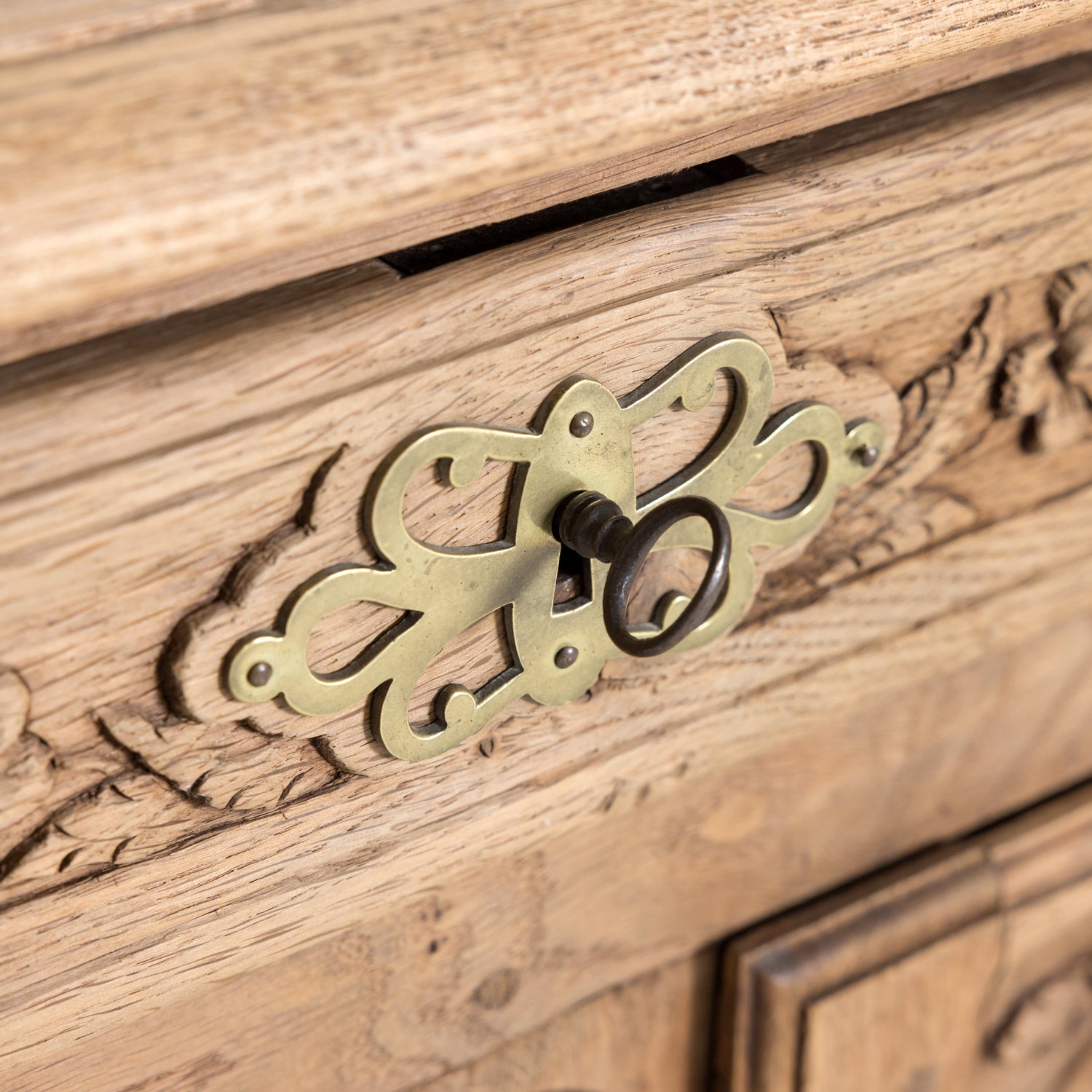 19th Century French Country Louis XV Style Bleached Chestnut Buffet from Normandy