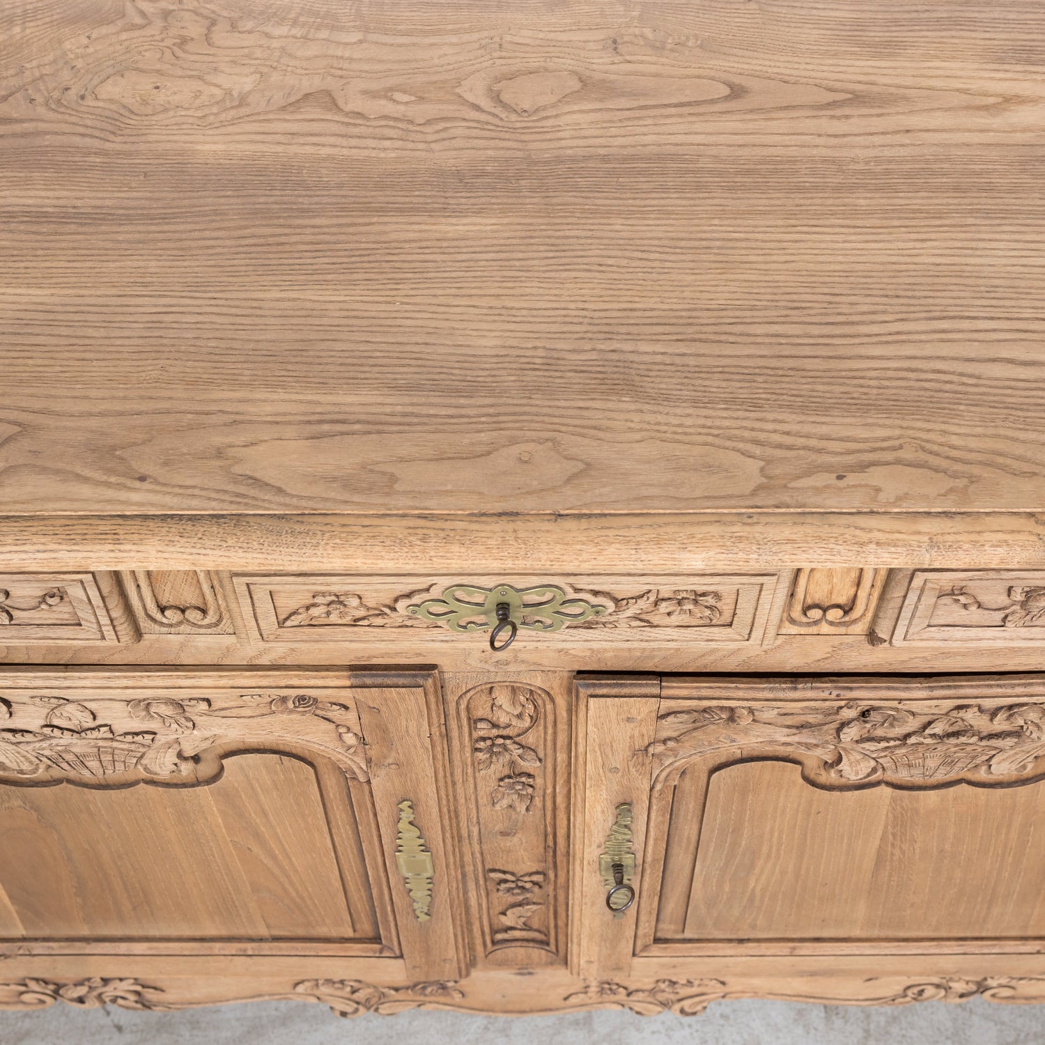 19th Century French Country Louis XV Style Bleached Chestnut Buffet from Normandy