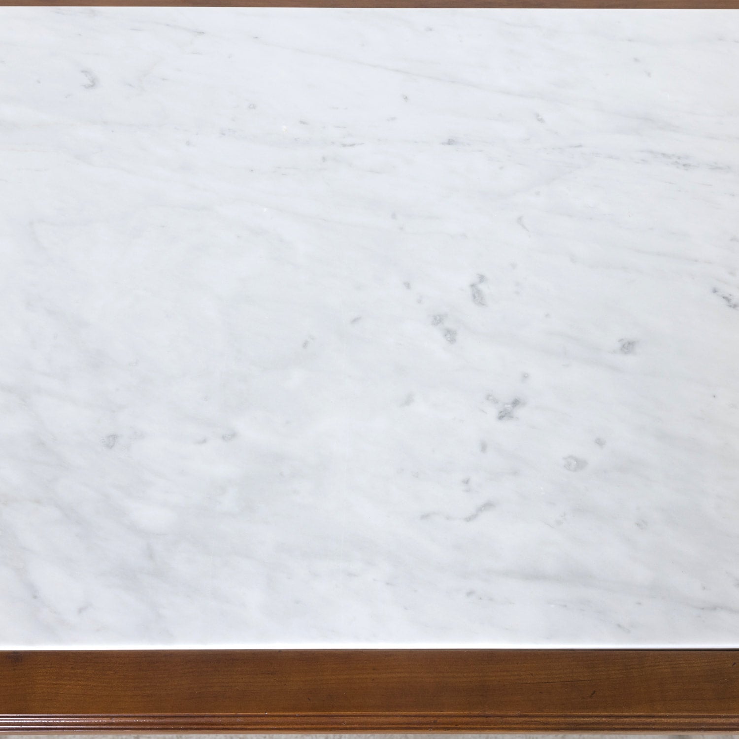 Pair of Early 20th Century French Louis XVI Style Maison Jansen Cherry Console Tables or Side Tables with Carrara Marble Tops and Drawers