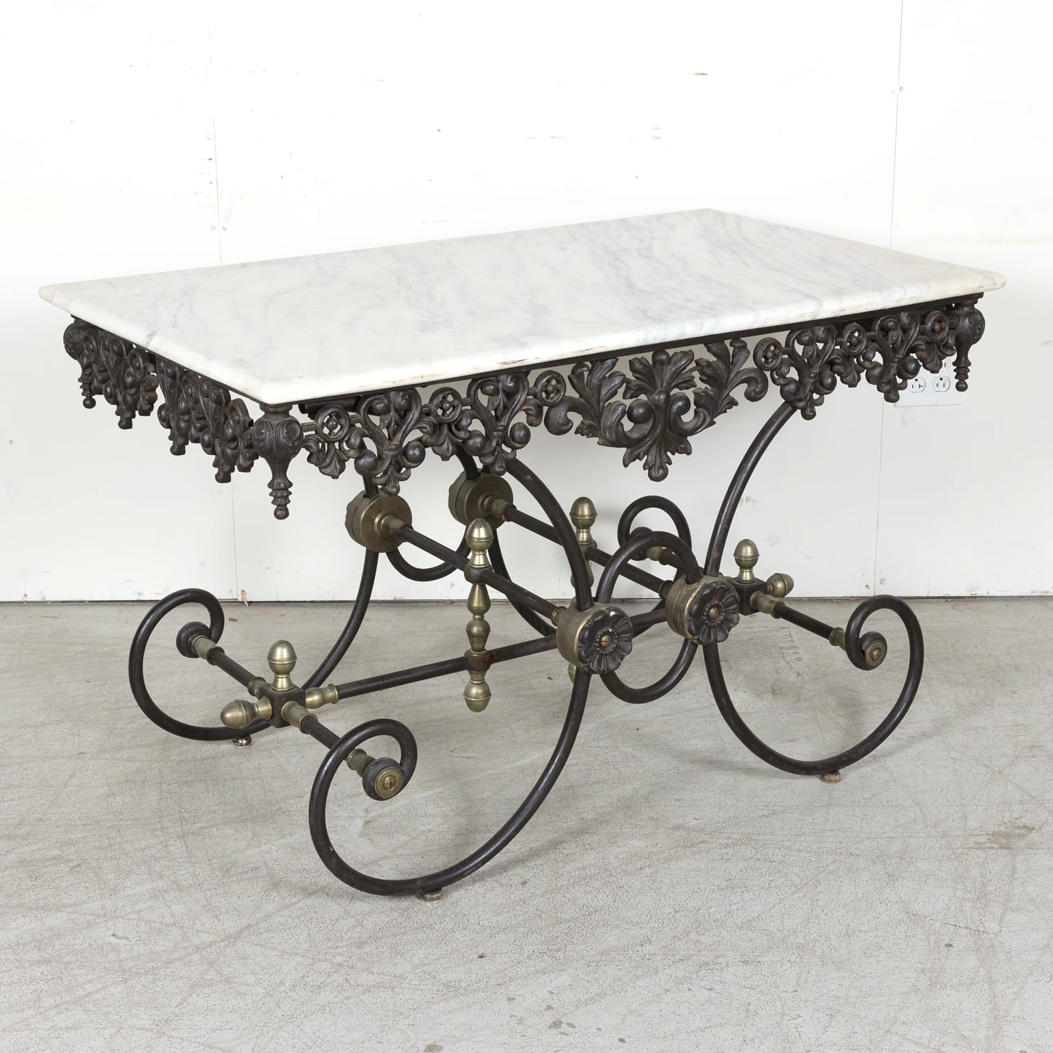 Vintage French Iron and Marble Patisserie or Pastry Table