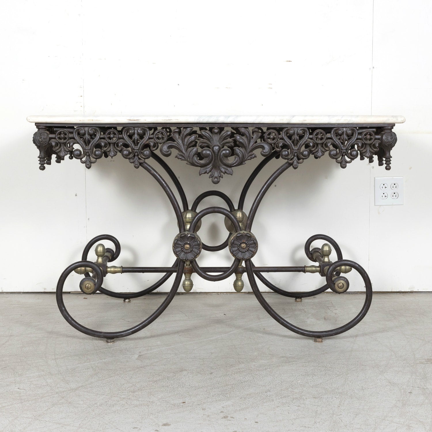 Vintage French Iron and Marble Patisserie or Pastry Table