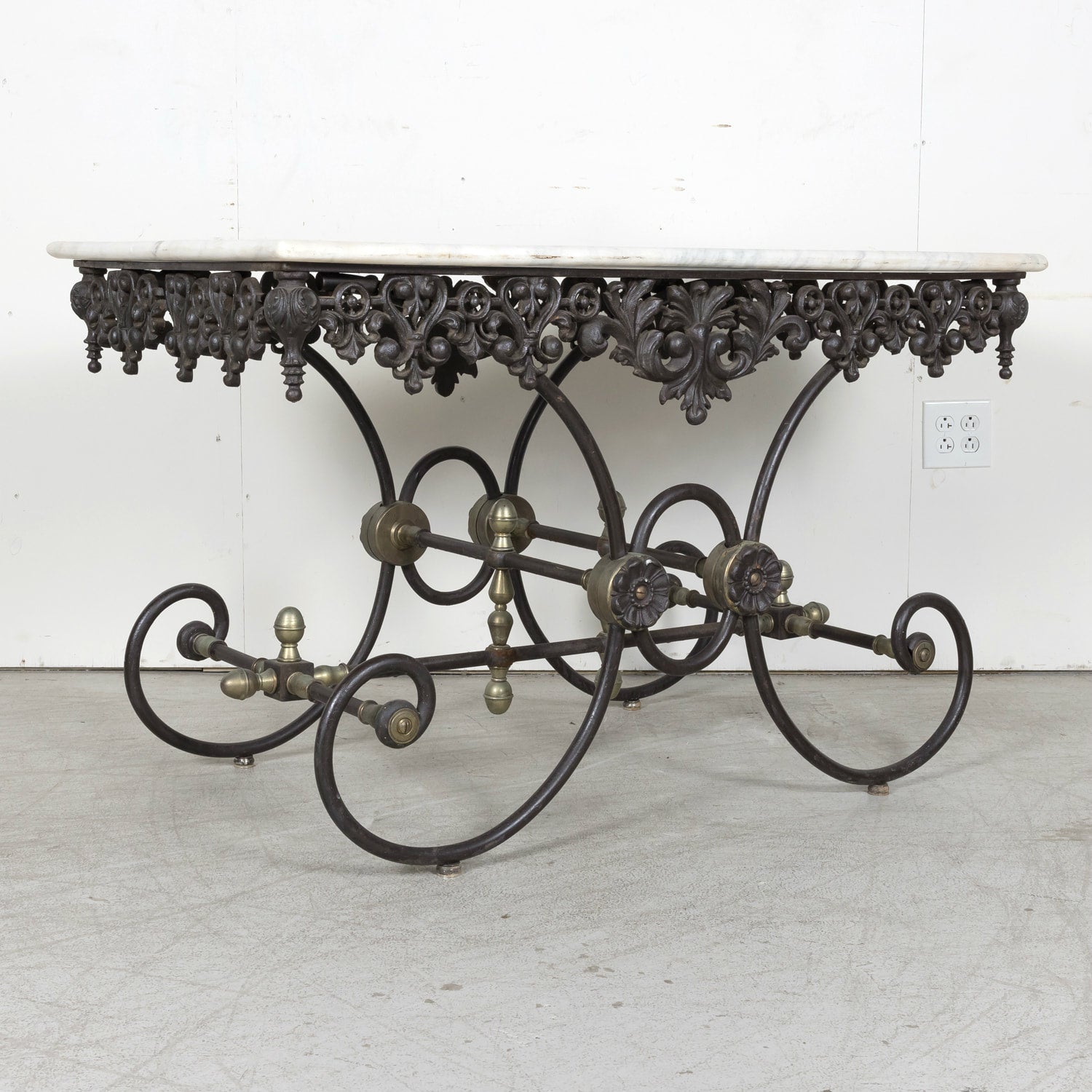 Vintage French Iron and Marble Patisserie or Pastry Table