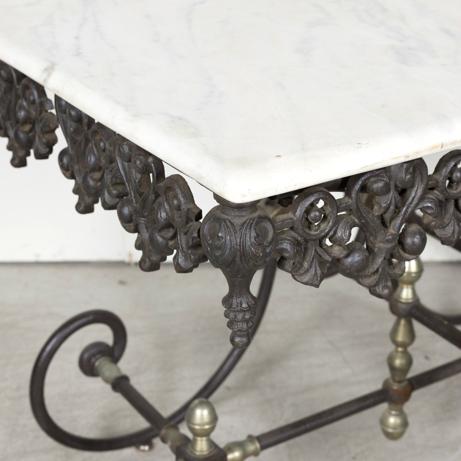 Vintage French Iron and Marble Patisserie or Pastry Table