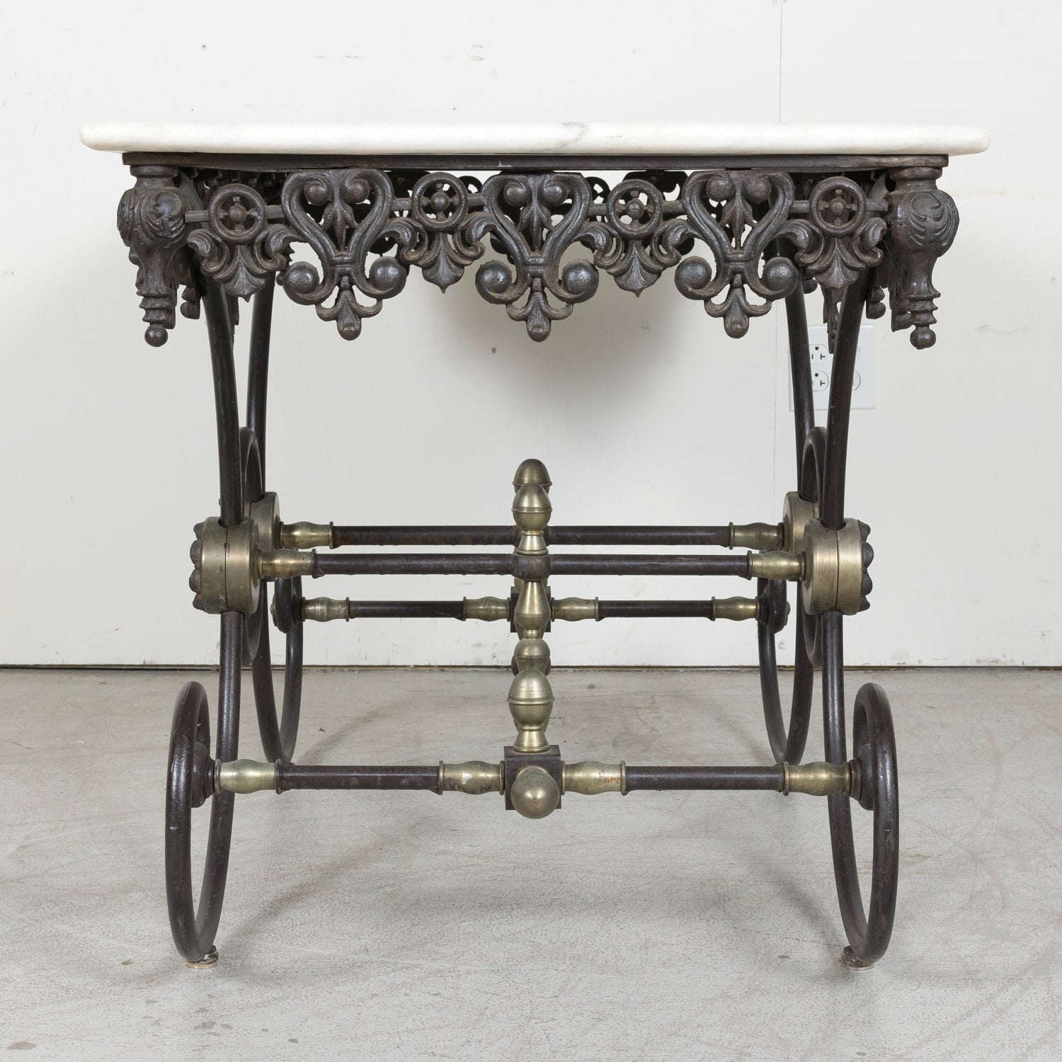 Vintage French Iron and Marble Patisserie or Pastry Table