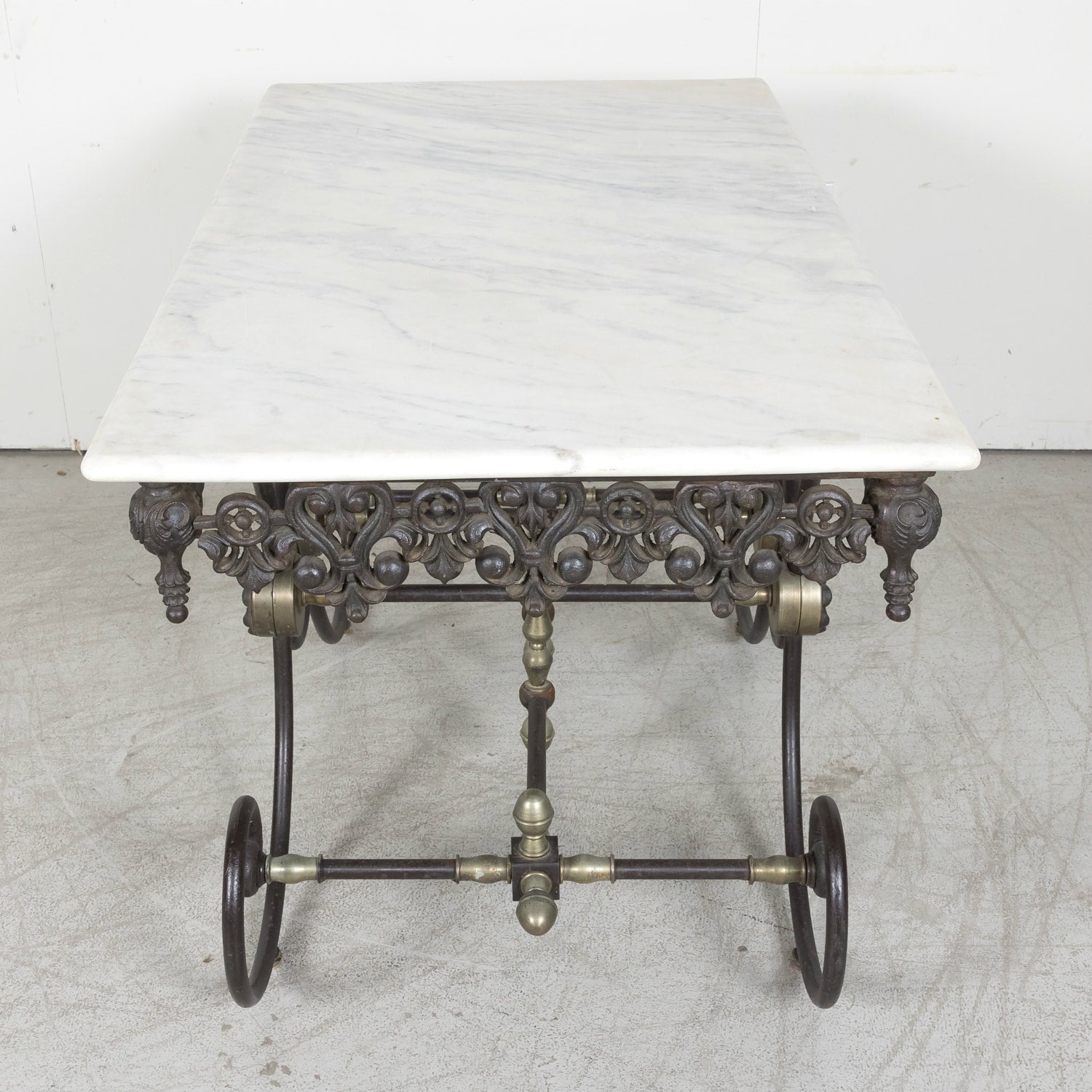 Vintage French Iron and Marble Patisserie or Pastry Table