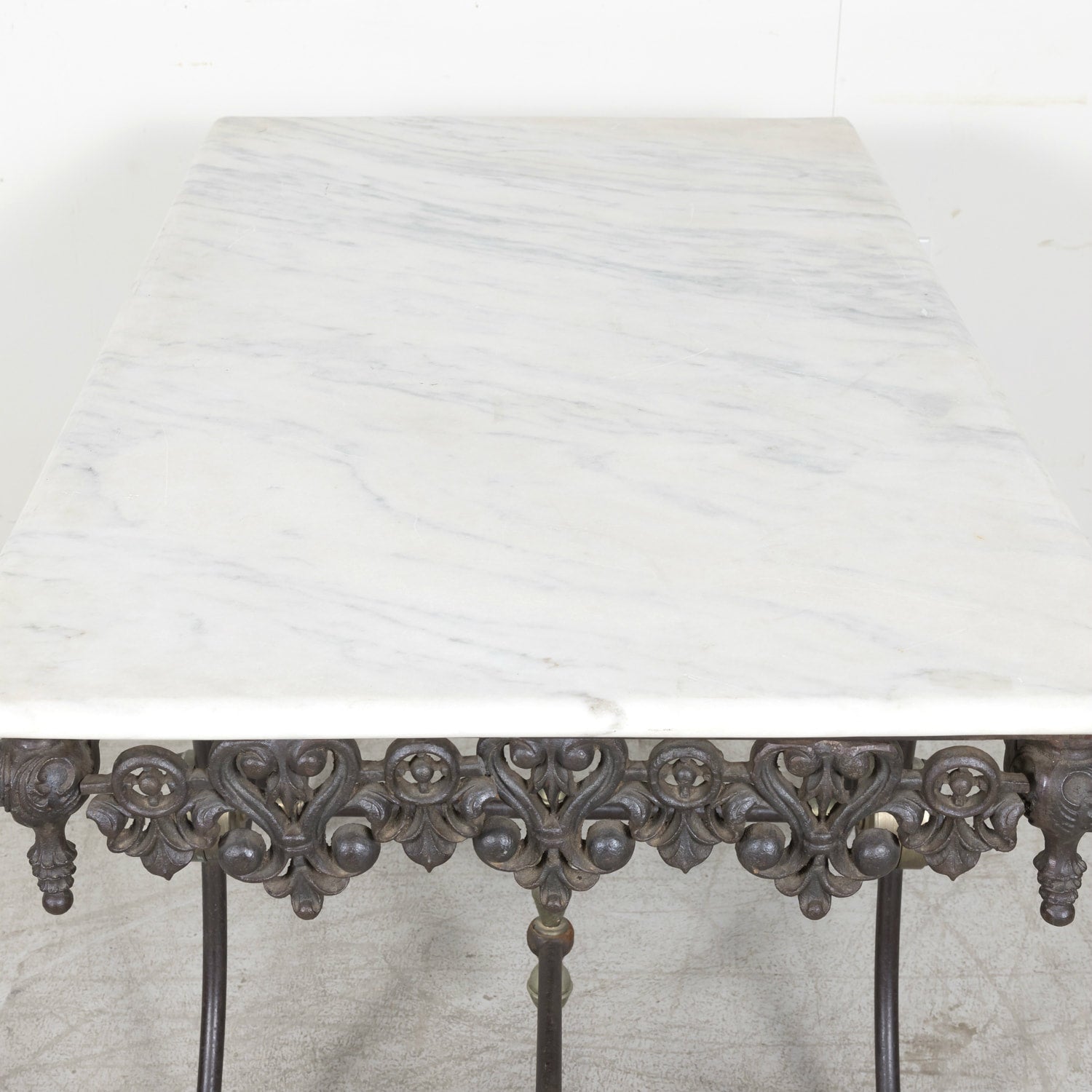 Vintage French Iron and Marble Patisserie or Pastry Table