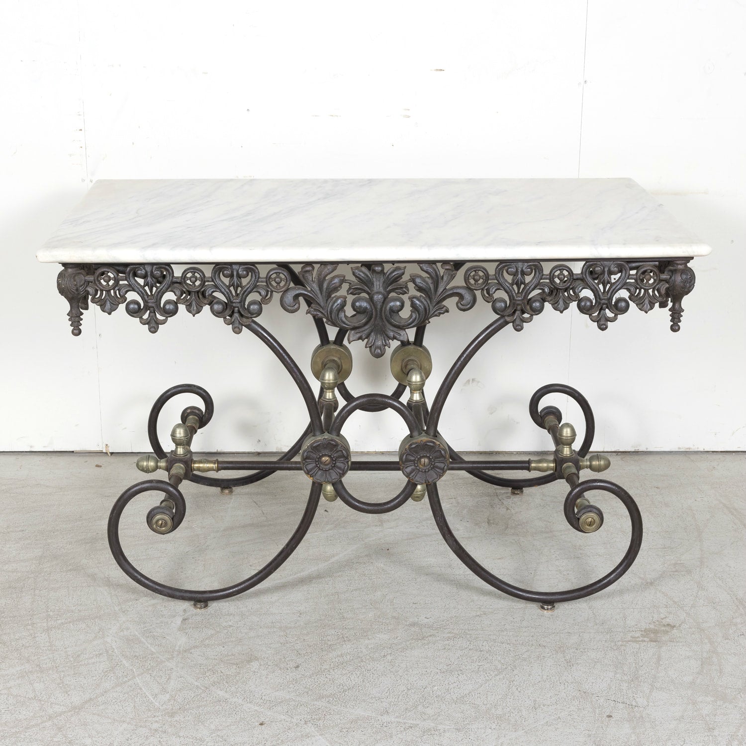 Vintage French Iron and Marble Patisserie or Pastry Table