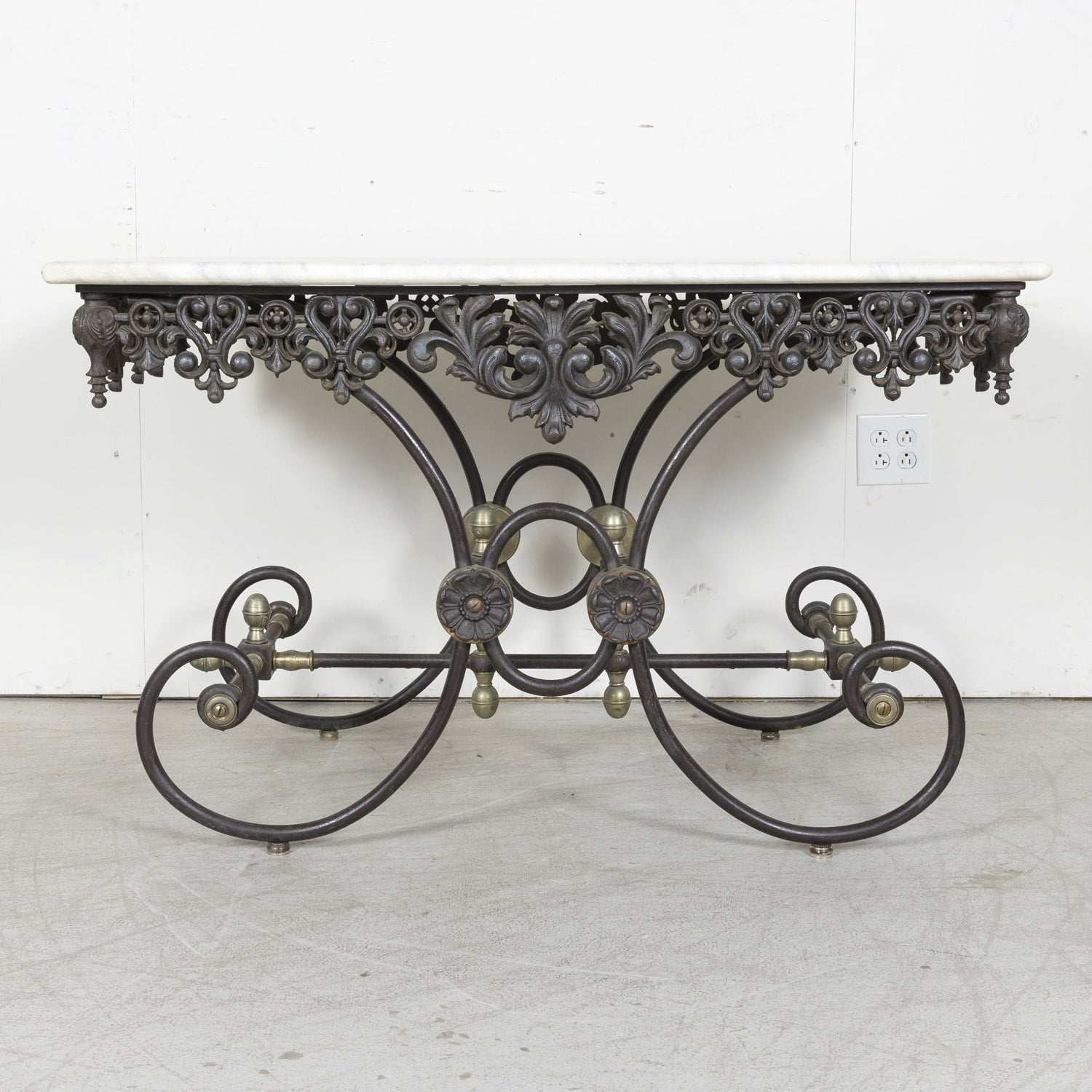 Vintage French Iron and Marble Patisserie or Pastry Table
