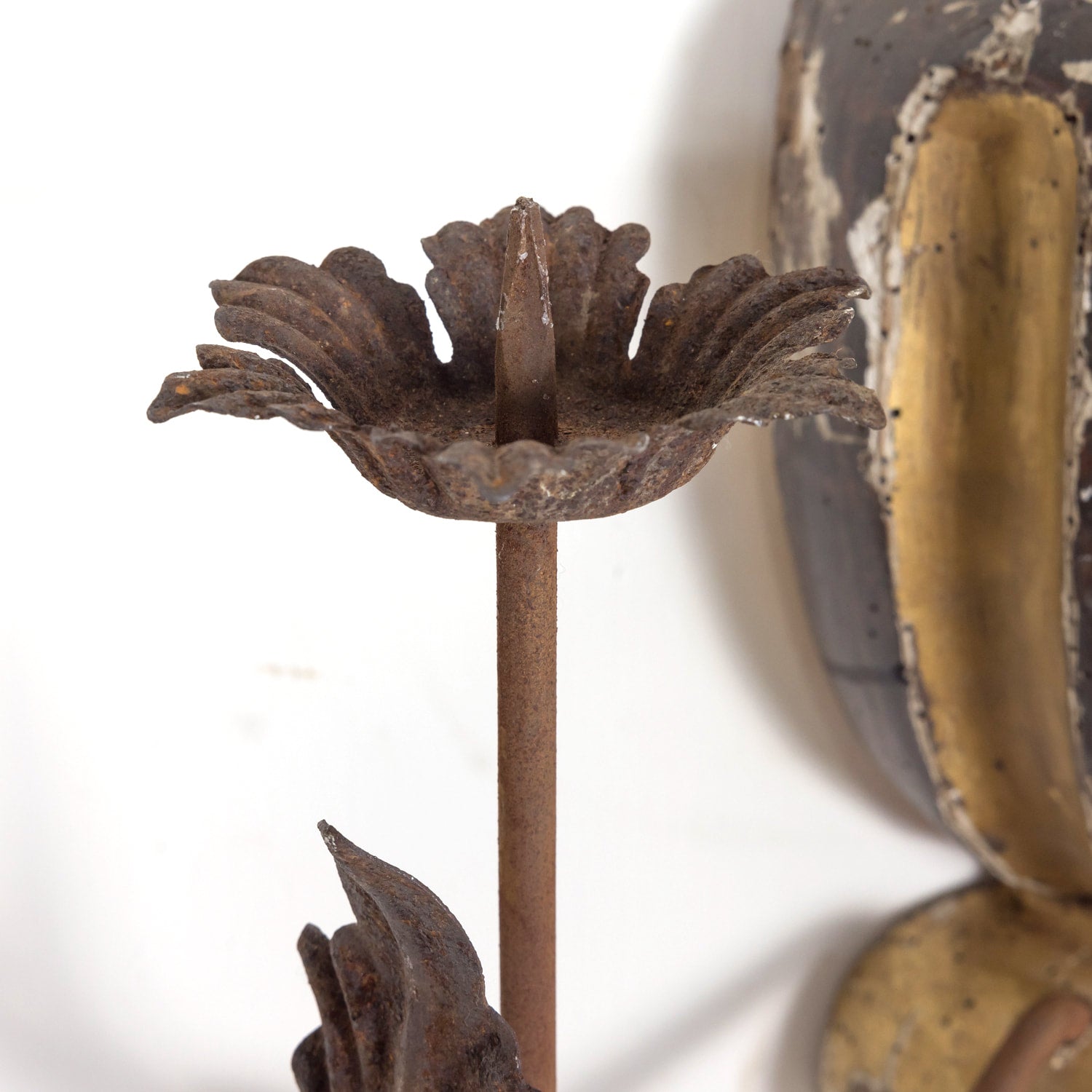 Pair of 19th Century Painted and Parcel Gilt Hand Carved Wooden Italian Florentine Candle Sconces 