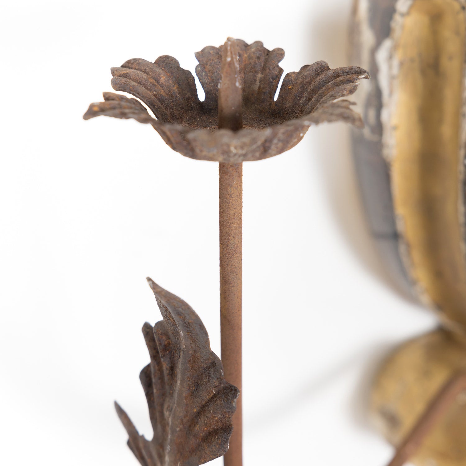 Pair of 19th Century Painted and Parcel Gilt Hand Carved Wooden Italian Florentine Candle Sconces 